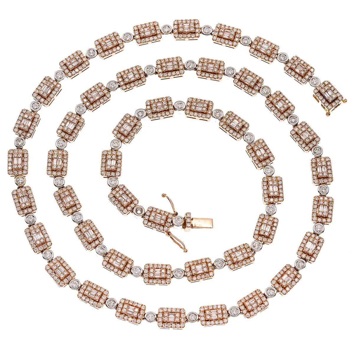 14K Rose Gold & White Gold 22 Men's Fancy Chain  With 8.10 CT Diamonds