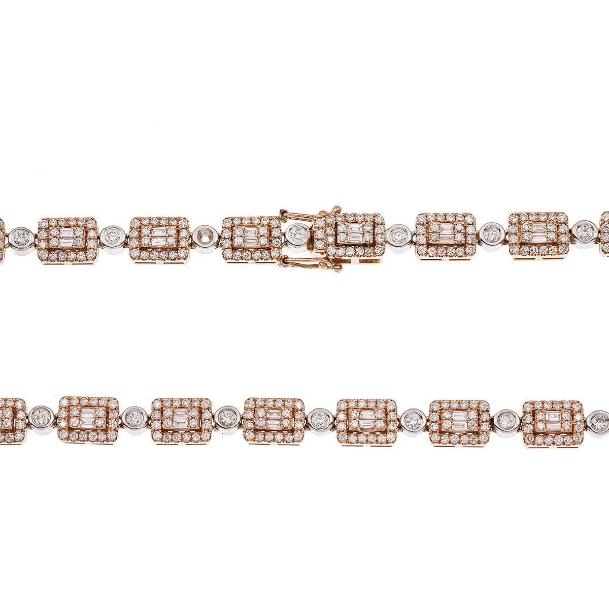 14K Rose Gold & White Gold 22 Men's Fancy Chain  With 8.10 CT Diamonds