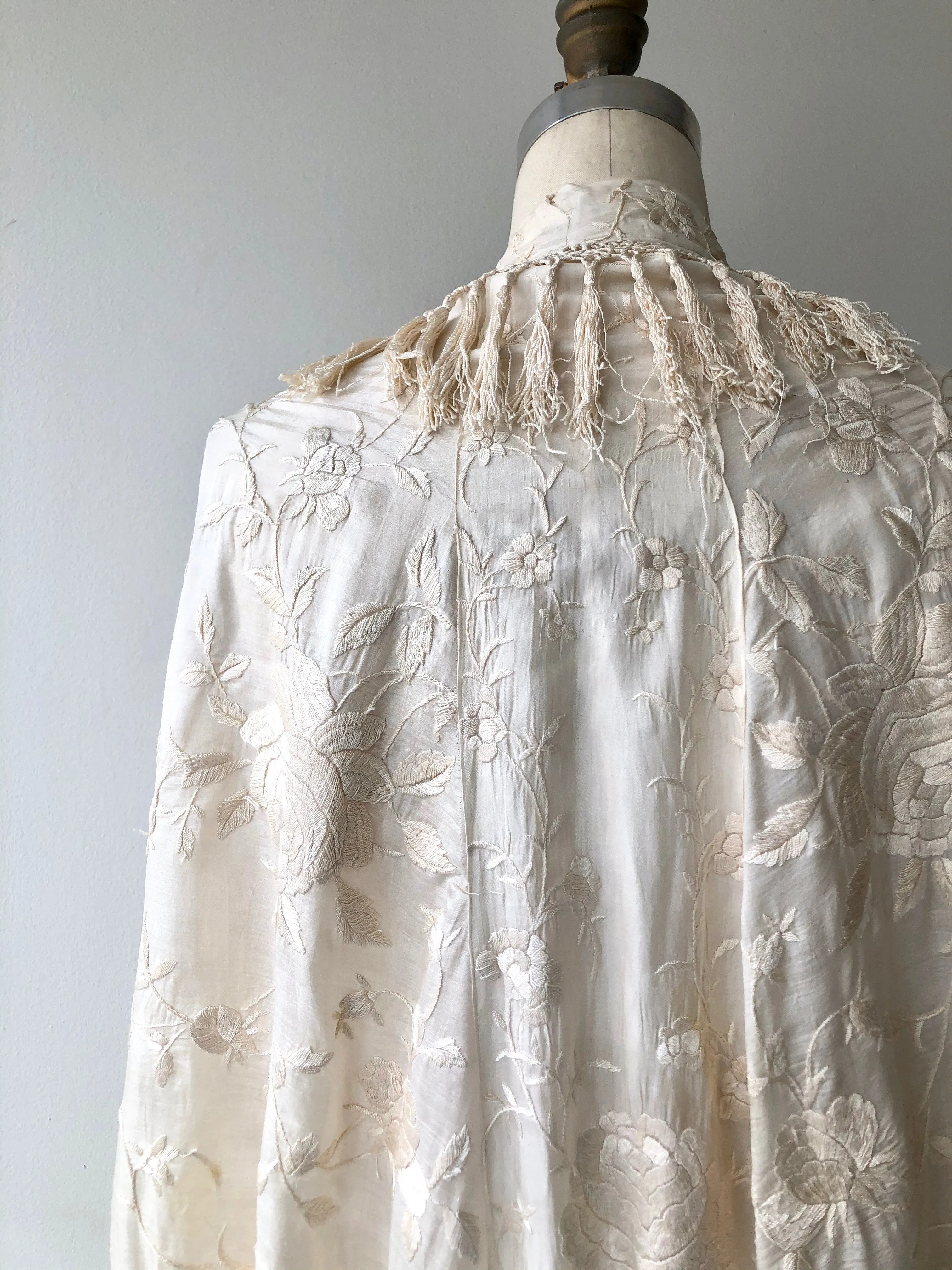 1920s Silk Embroidered Piano Shawl