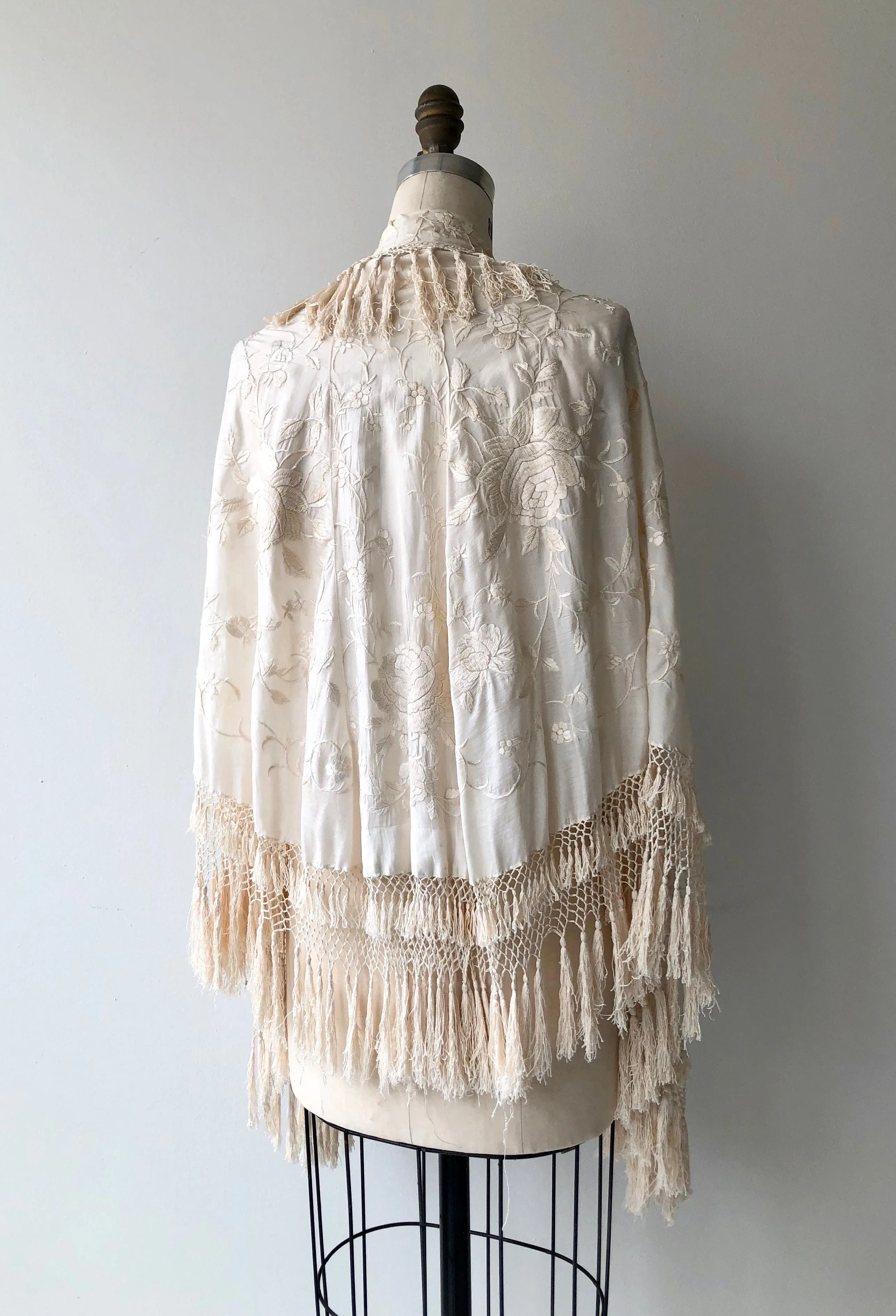 1920s Silk Embroidered Piano Shawl