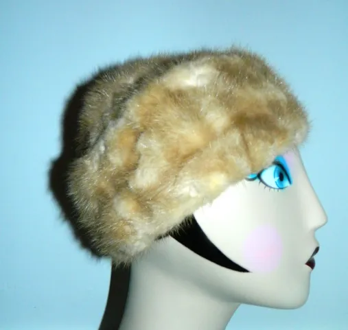 1960s blonde mink hat vintage Palomino mink fur cap Flemington Fur Co.