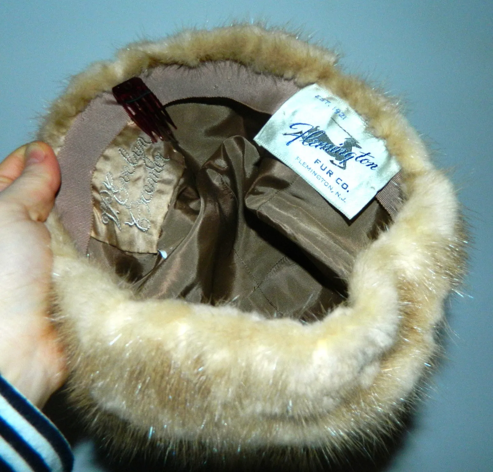 1960s blonde mink hat vintage Palomino mink fur cap Flemington Fur Co.