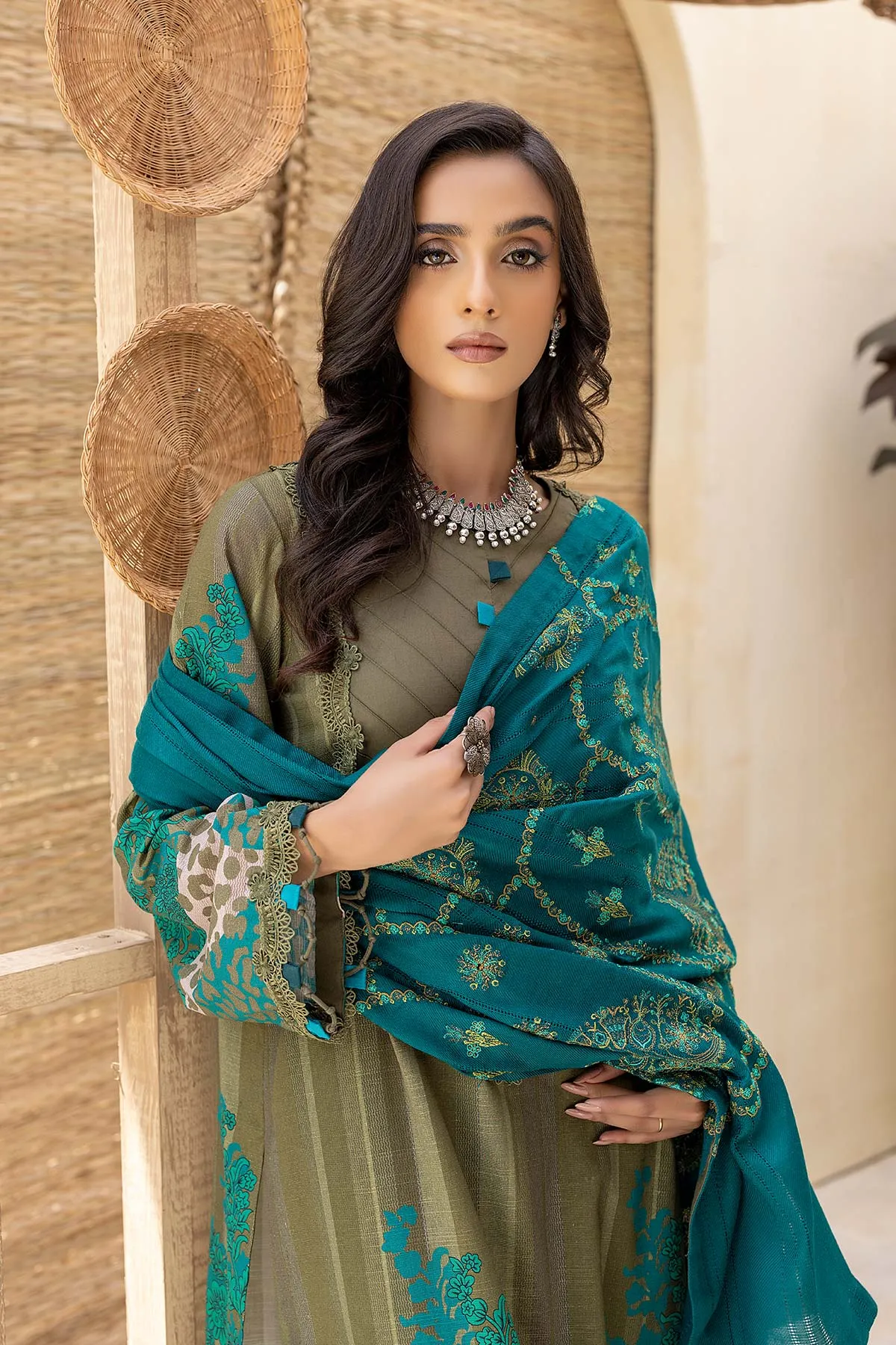 3-Pc Unstitched Khaddar With Embroidered Pashmina Shawl CKD22-05