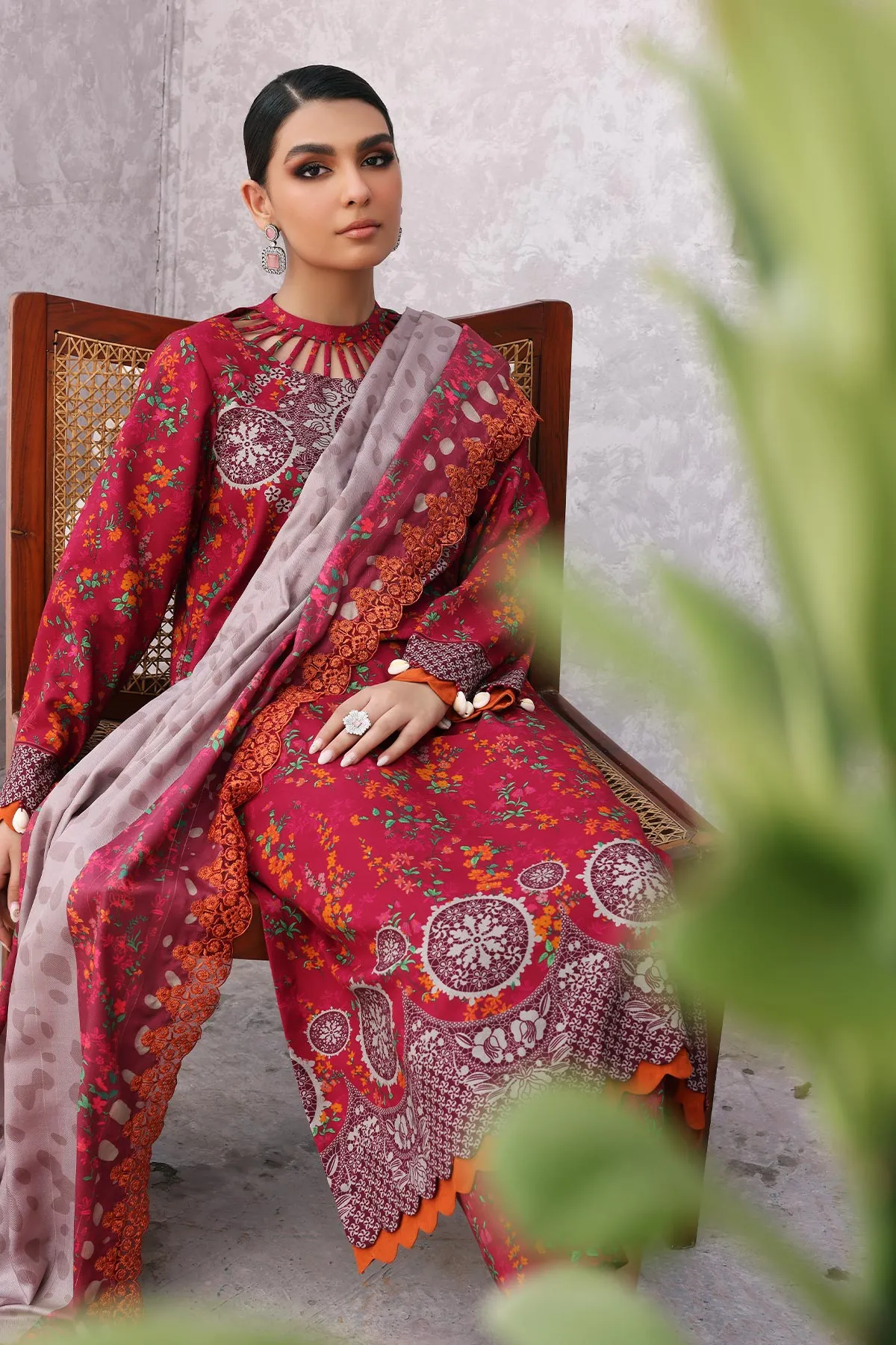 3-Pc Unstitched Printed Staple Suit With Embroidered Wool Shawl Dupatta CPMW3-08