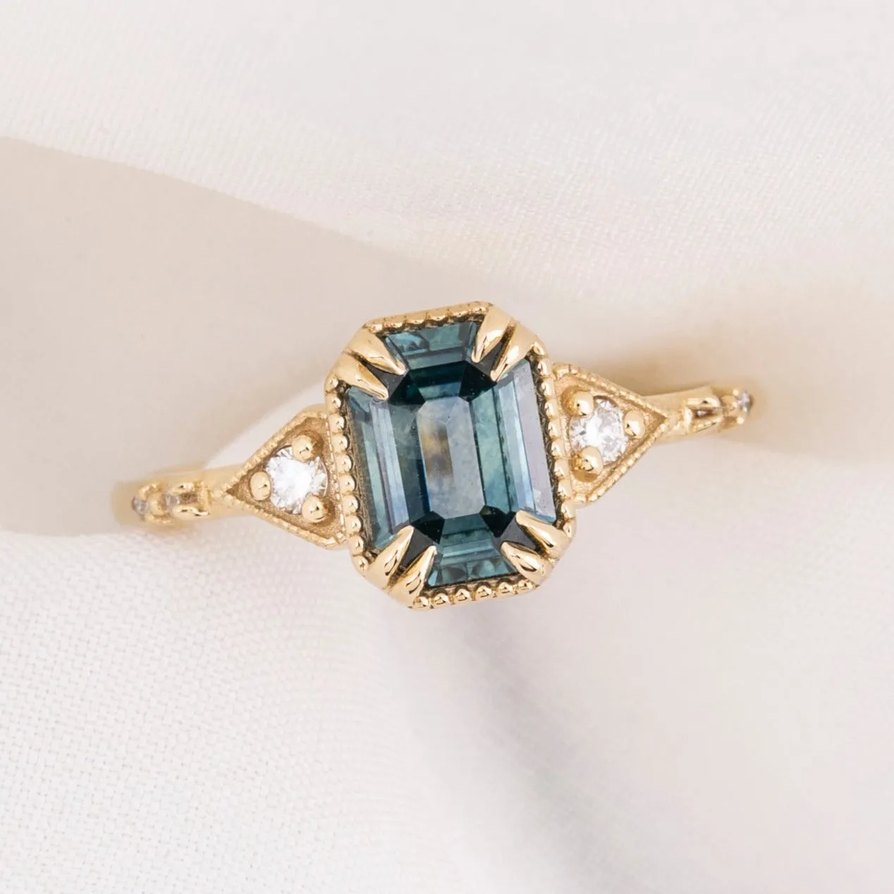 Agatha Ring 1.06ct Teal Blue Montana Sapphire, 14k Yellow Gold (One of a kind)