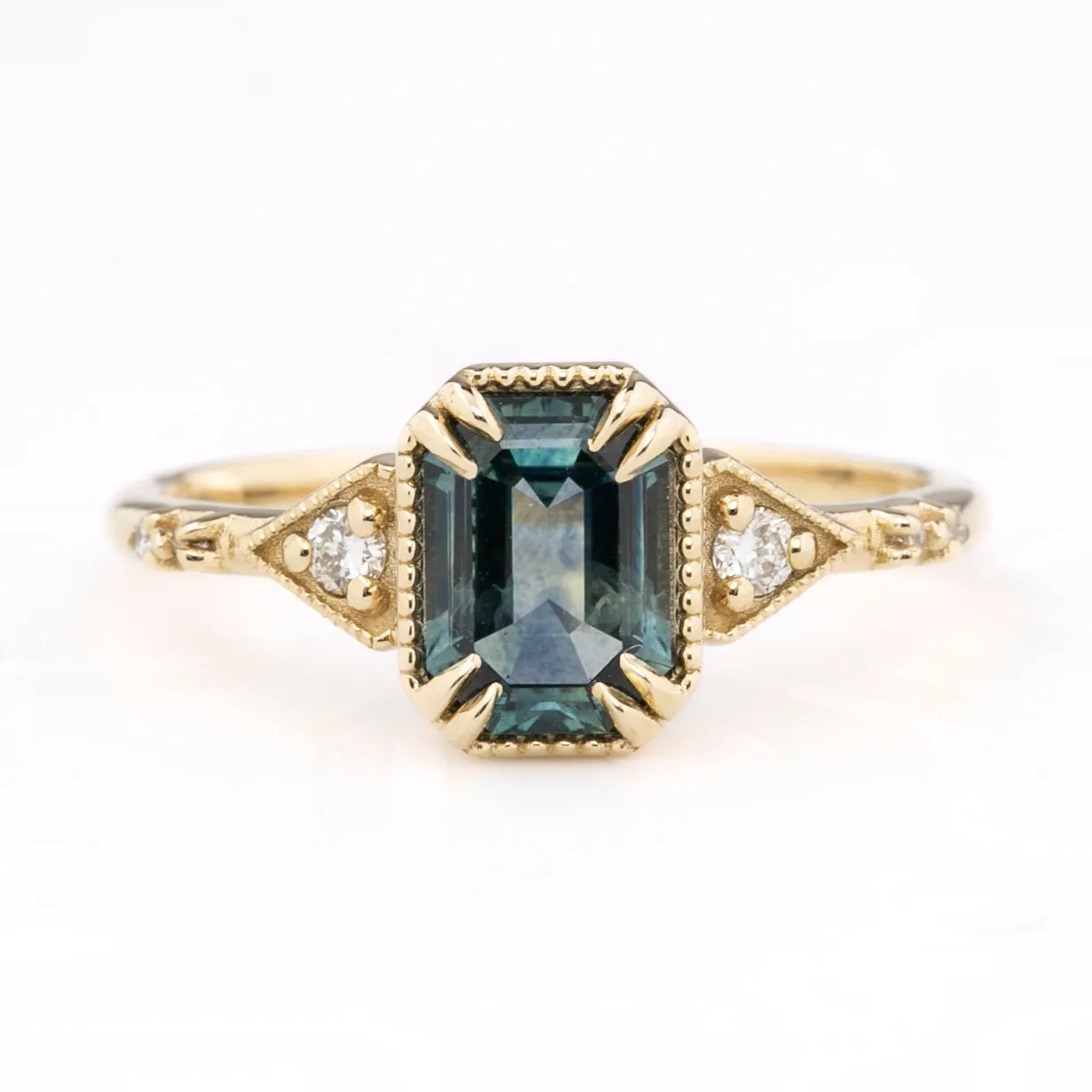 Agatha Ring 1.06ct Teal Blue Montana Sapphire, 14k Yellow Gold (One of a kind)