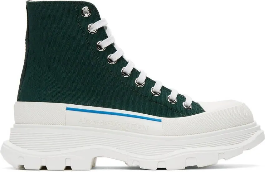 Alexander McQueen Green Tread Slick High Sneakers