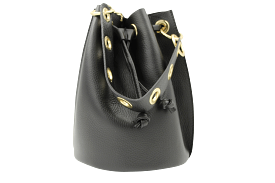 ANDREA CARDONE Black Leather Bucket Handbag