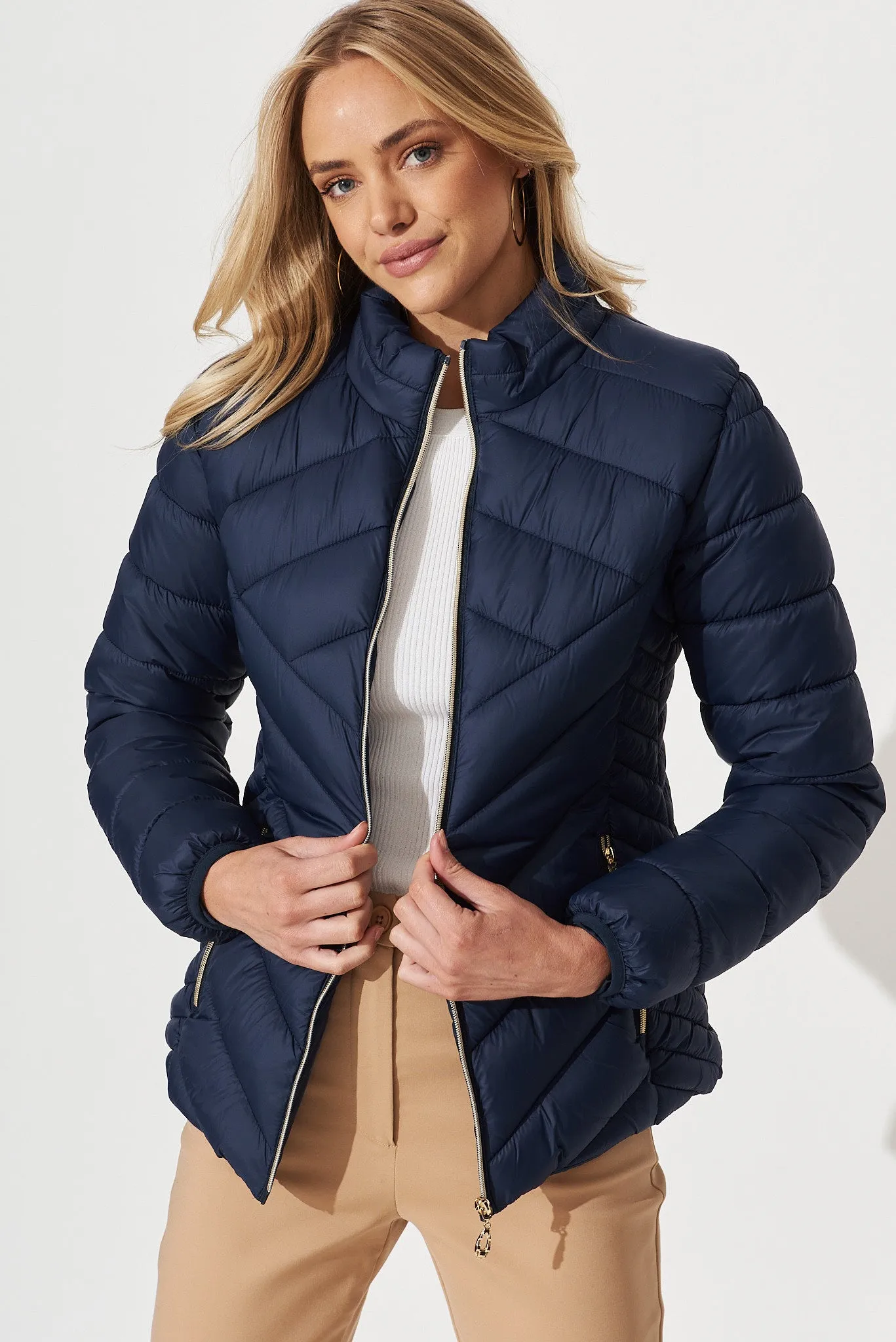 Arvon Puffer Jacket In Navy