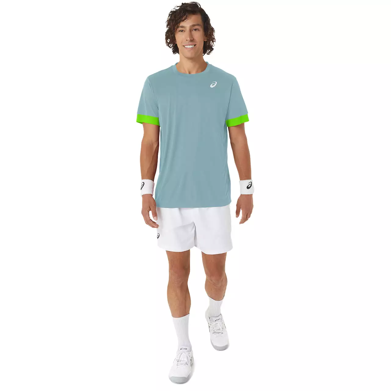 Asics T-Shirt Court SS Top Tennis Heren Blauw / Groen