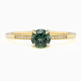 Audrey Ring 0.73ct Teal Blue Queensland Sapphire, 14K Yellow Gold (One of a kind)