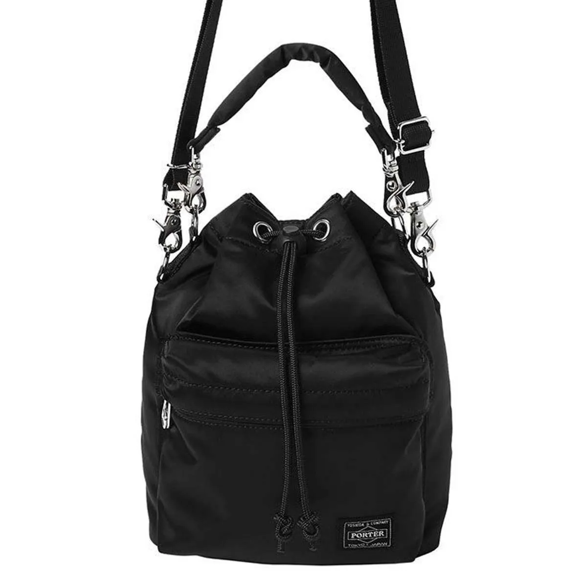 Balloon Sac Small Nylon Twill Bucket Bag - Black