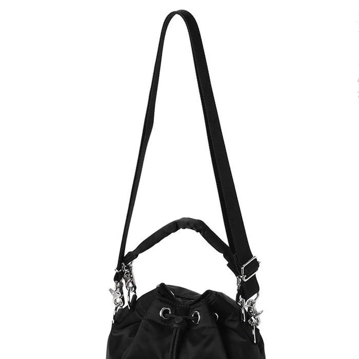 Balloon Sac Small Nylon Twill Bucket Bag - Black