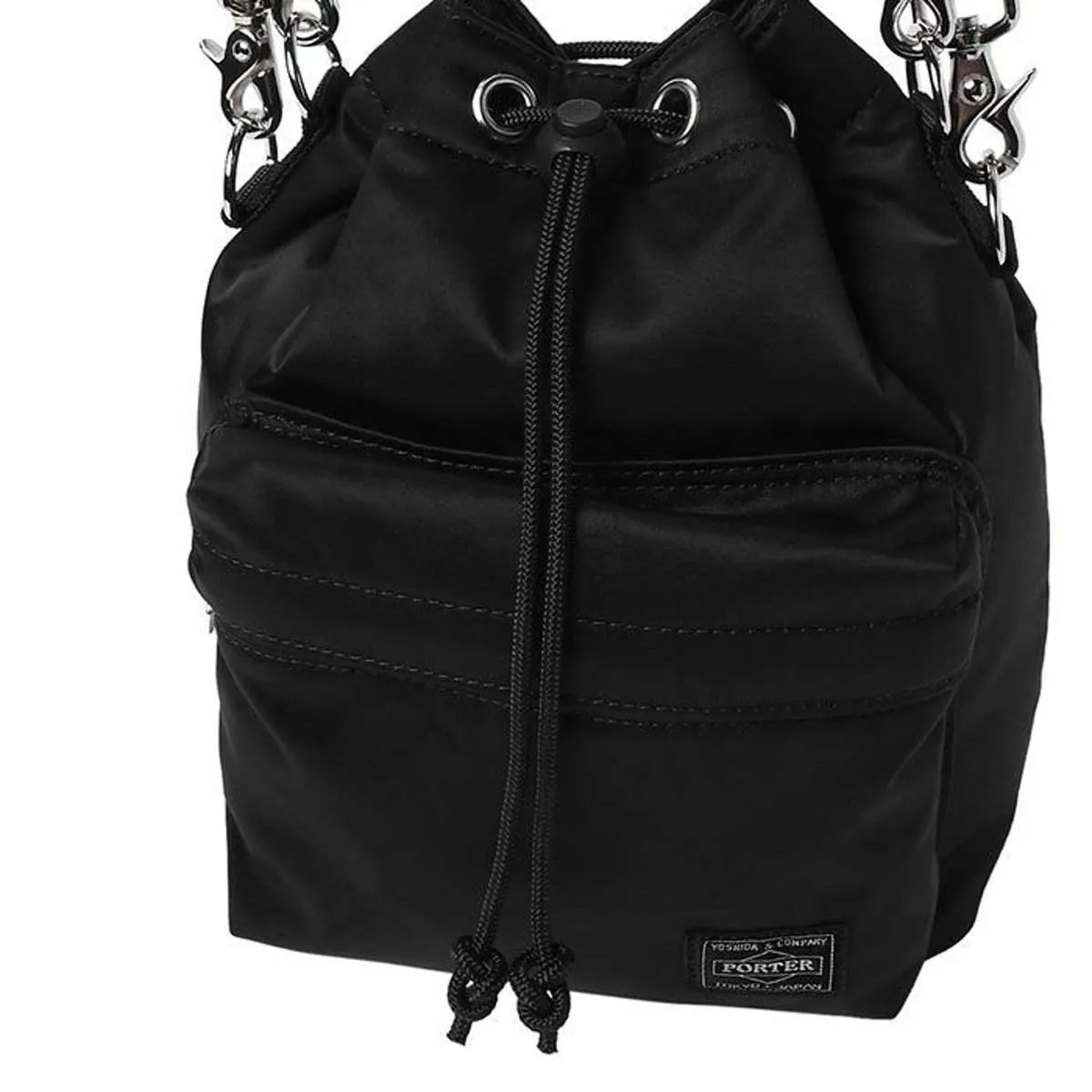 Balloon Sac Small Nylon Twill Bucket Bag - Black