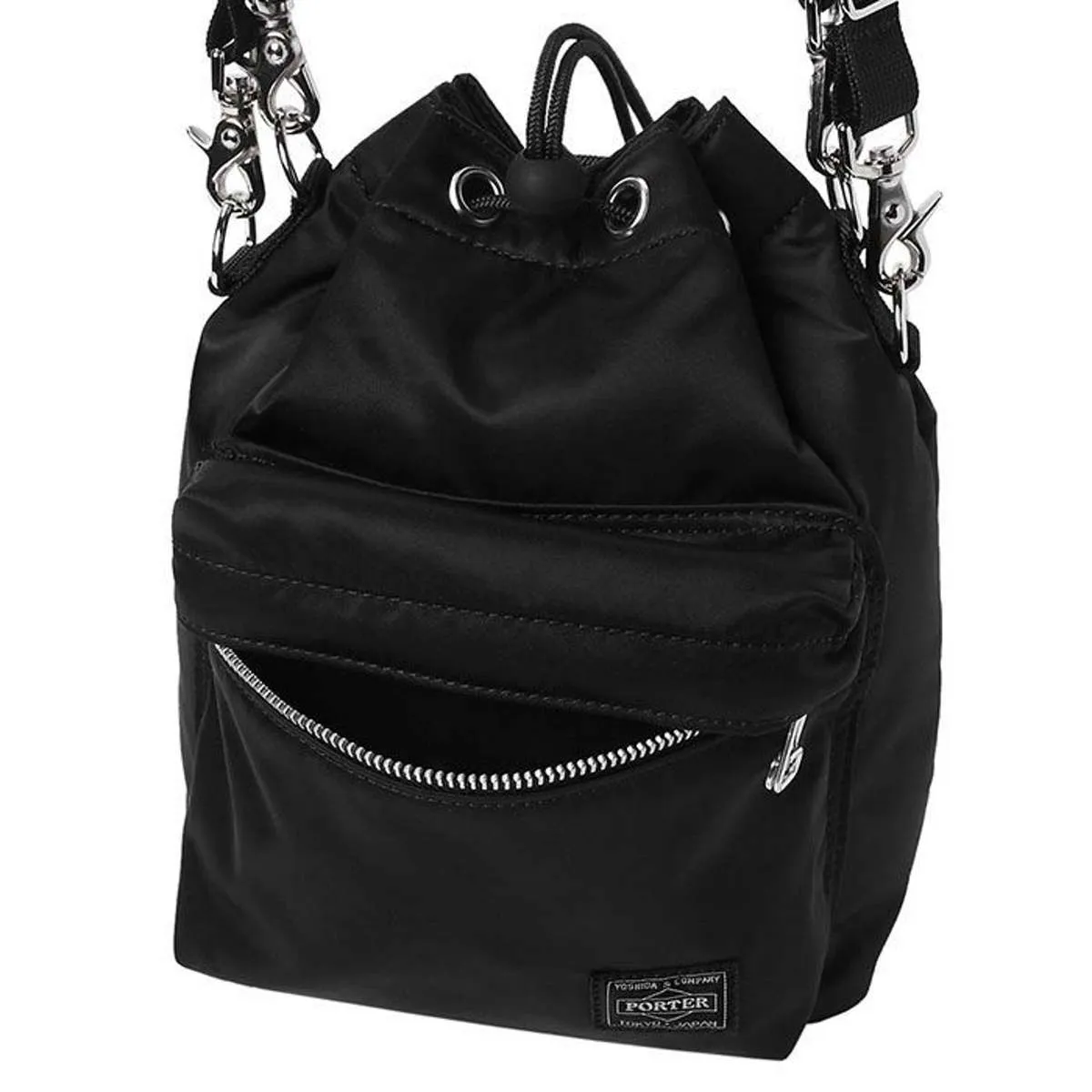 Balloon Sac Small Nylon Twill Bucket Bag - Black