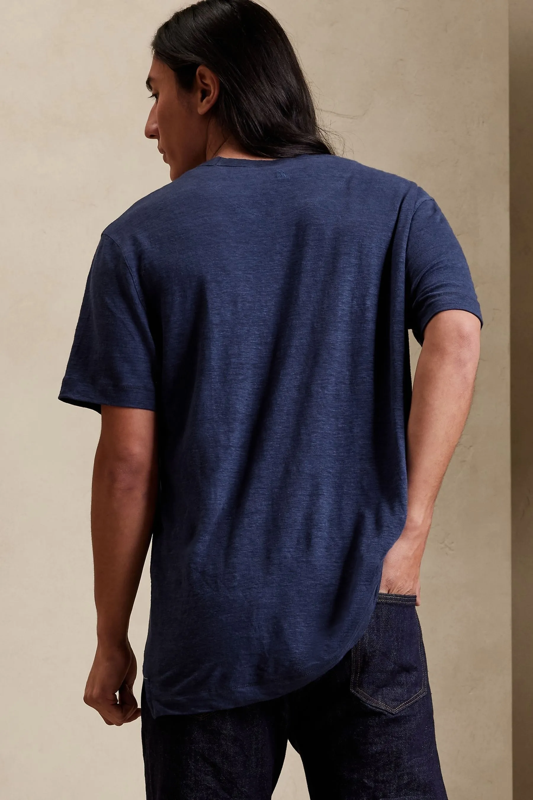 Banana Republic Navy Linen T-Shirt