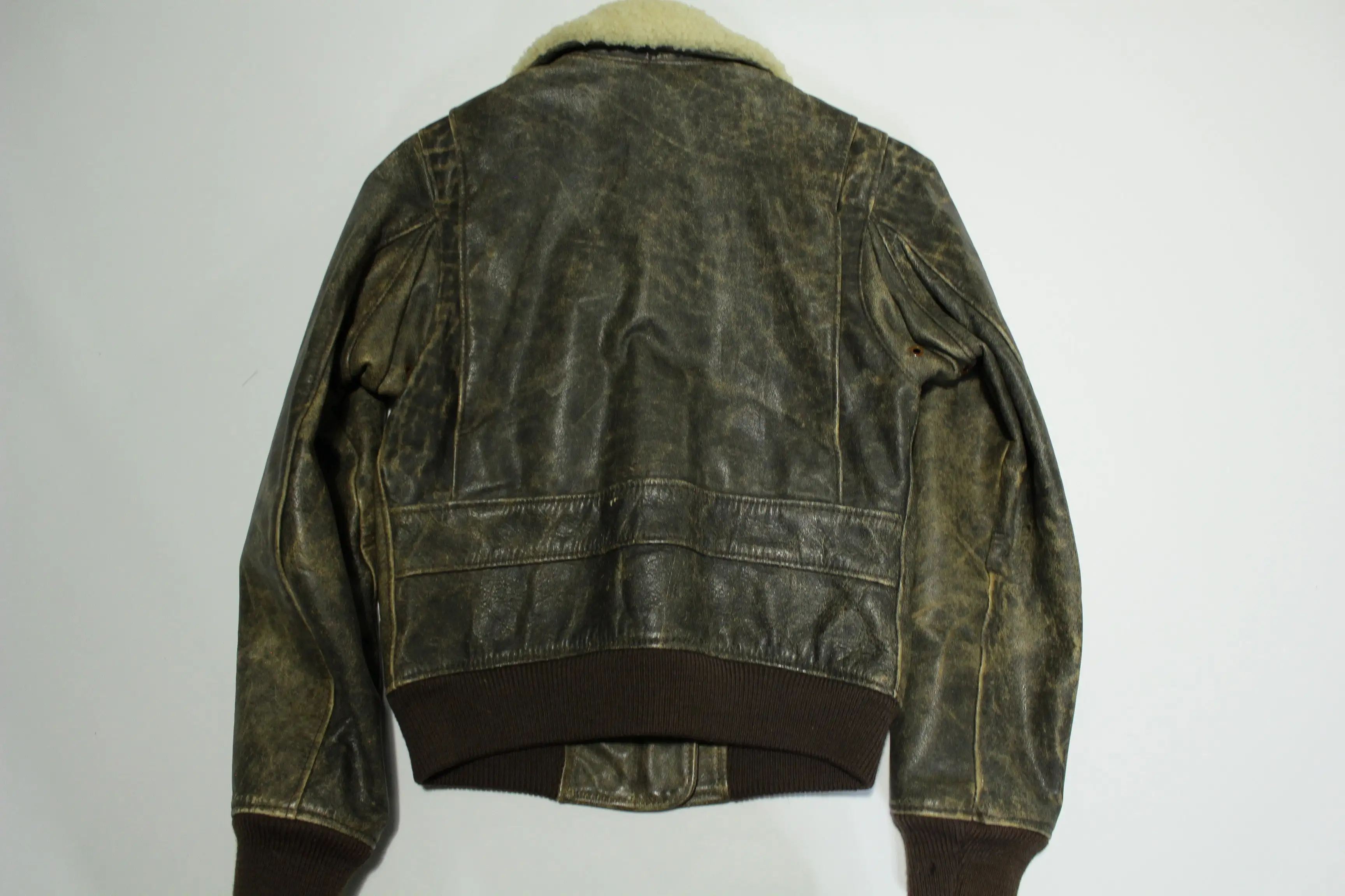 Banana Republic Vintage 80's Mill Valley Leather Flight Bomber A-2 Sherpa Collar Jacket