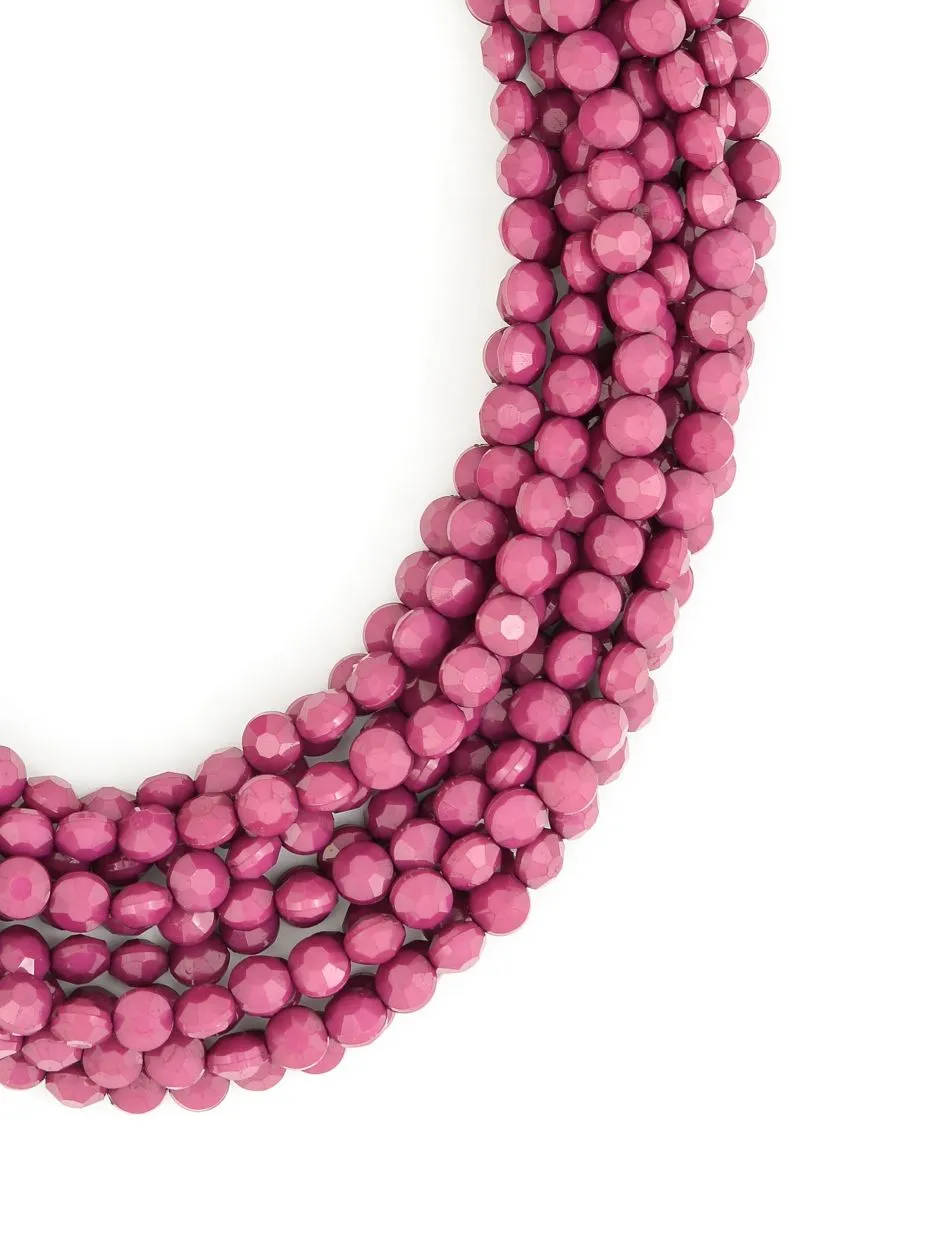 BEST SELLER Modern Angles Beaded Bib Necklace in the color Plum and Peach