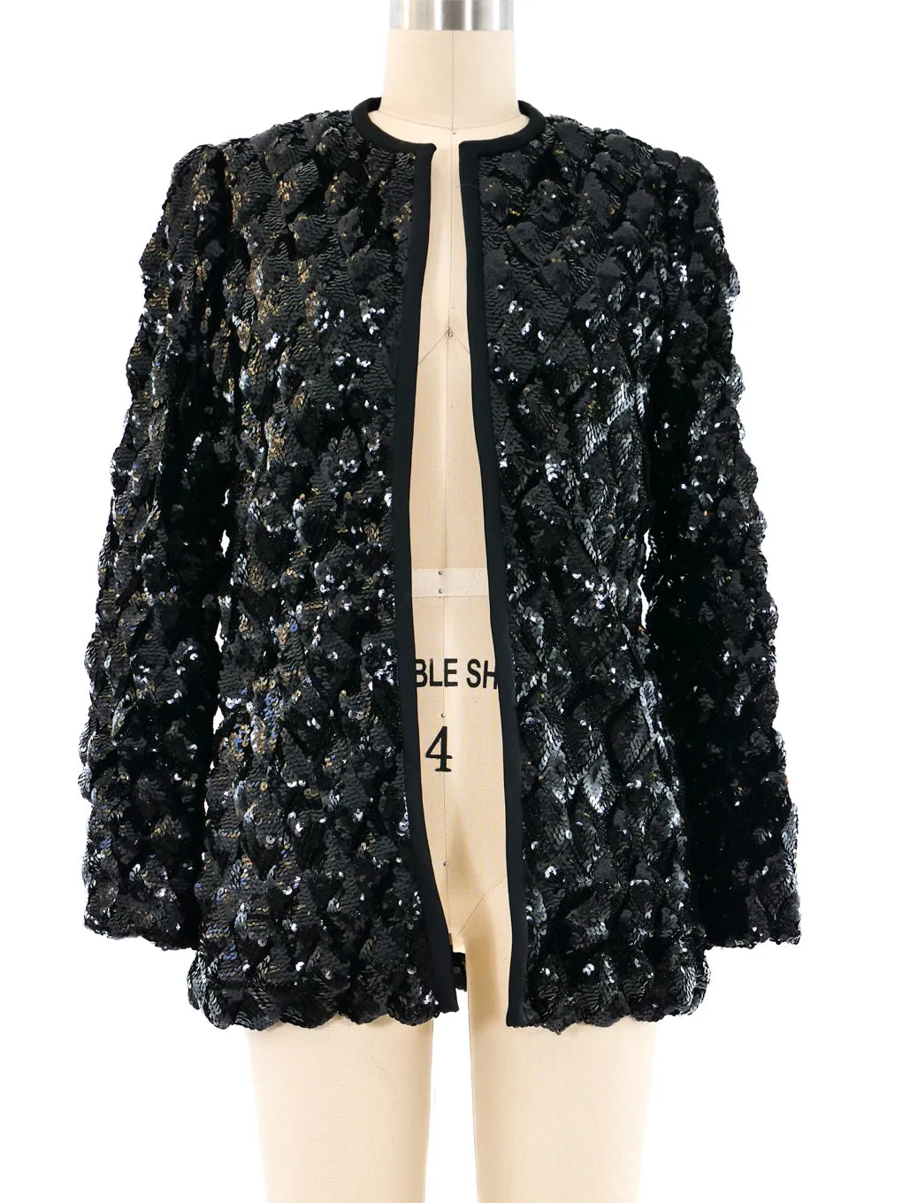 Bill Blass Black Quilted Sequin Jacket