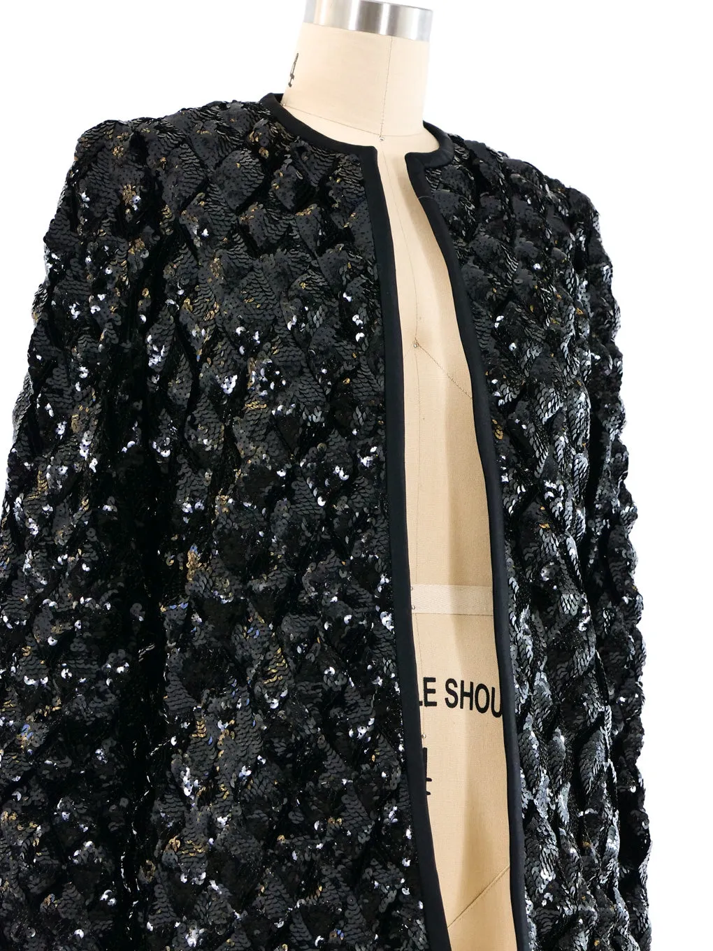 Bill Blass Black Quilted Sequin Jacket