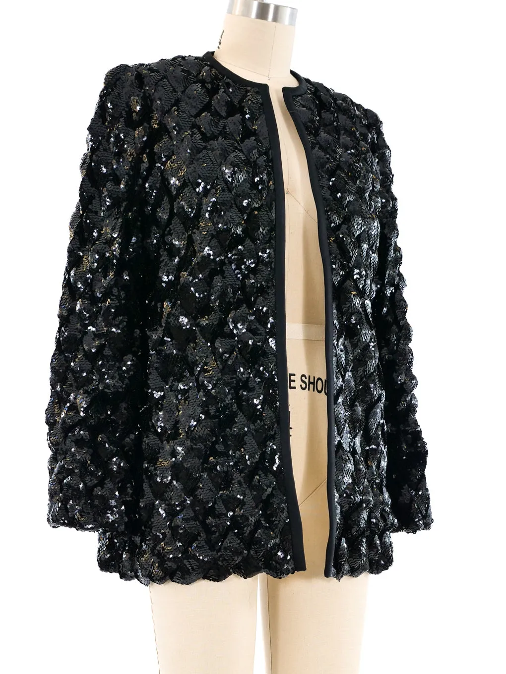 Bill Blass Black Quilted Sequin Jacket