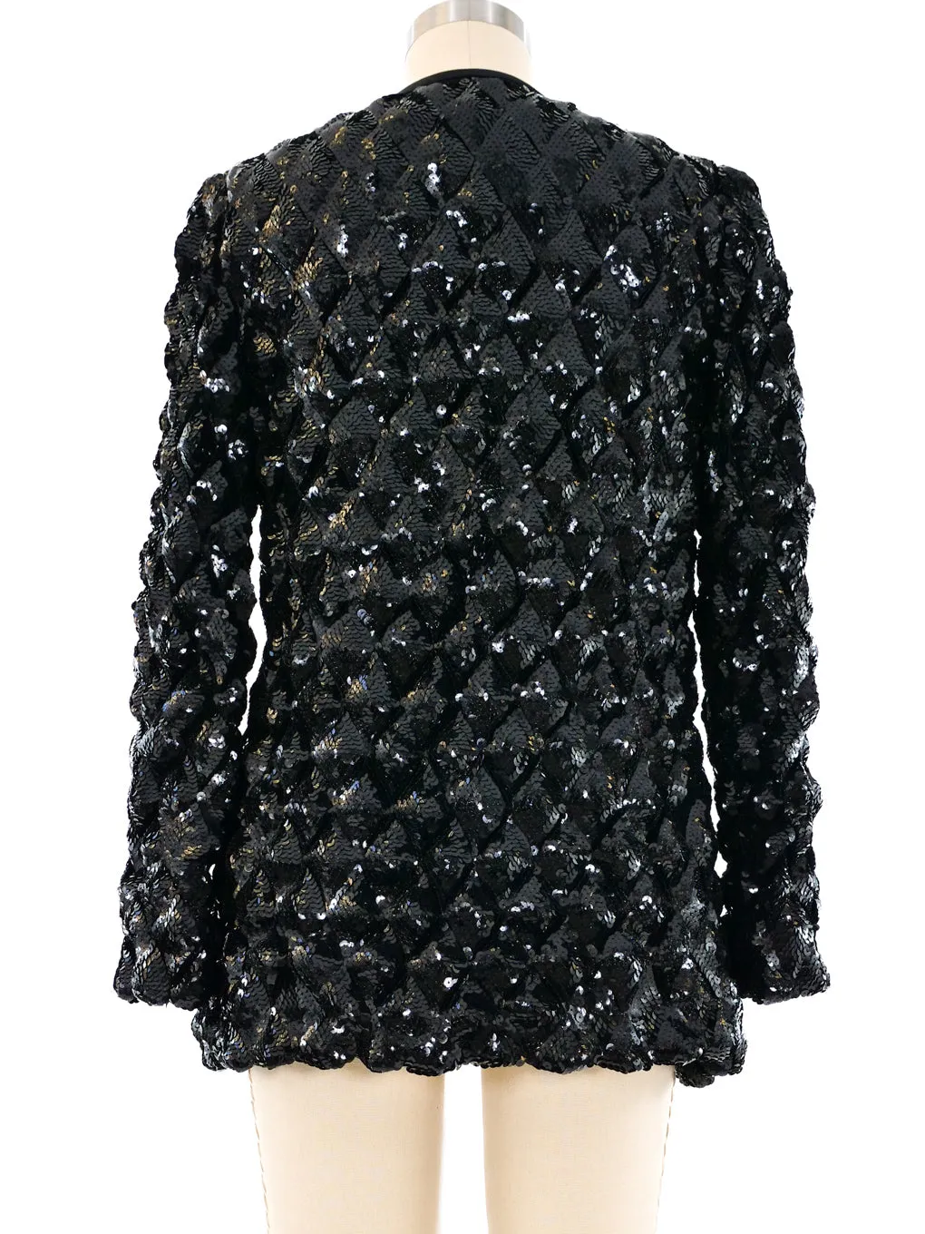 Bill Blass Black Quilted Sequin Jacket