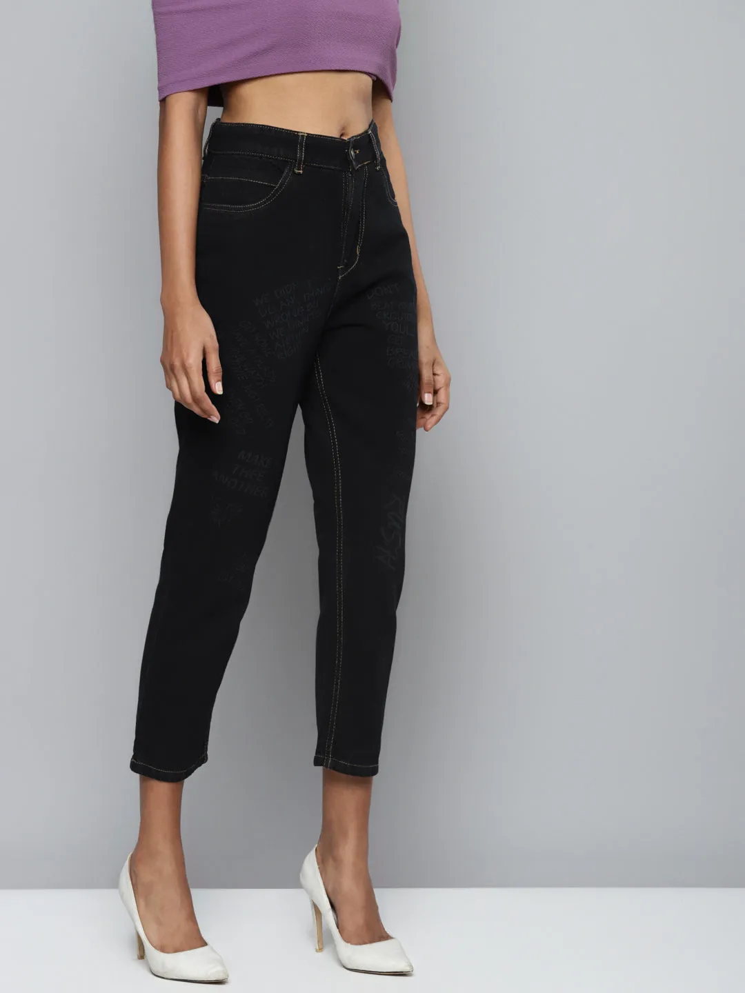 Black Denim Mom Fit Jeans