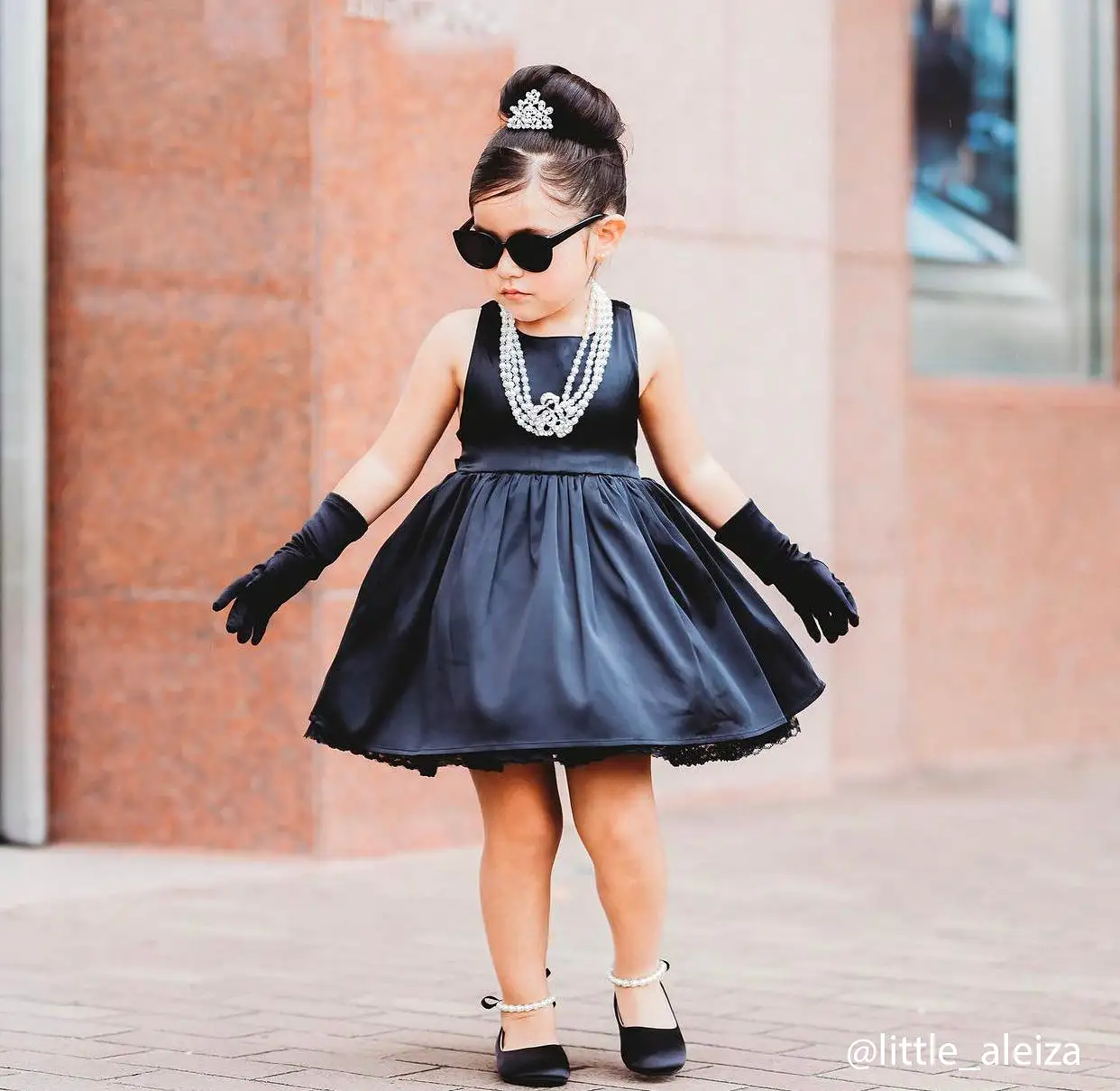 Black Satin Flats with Pearls Ankle Strap