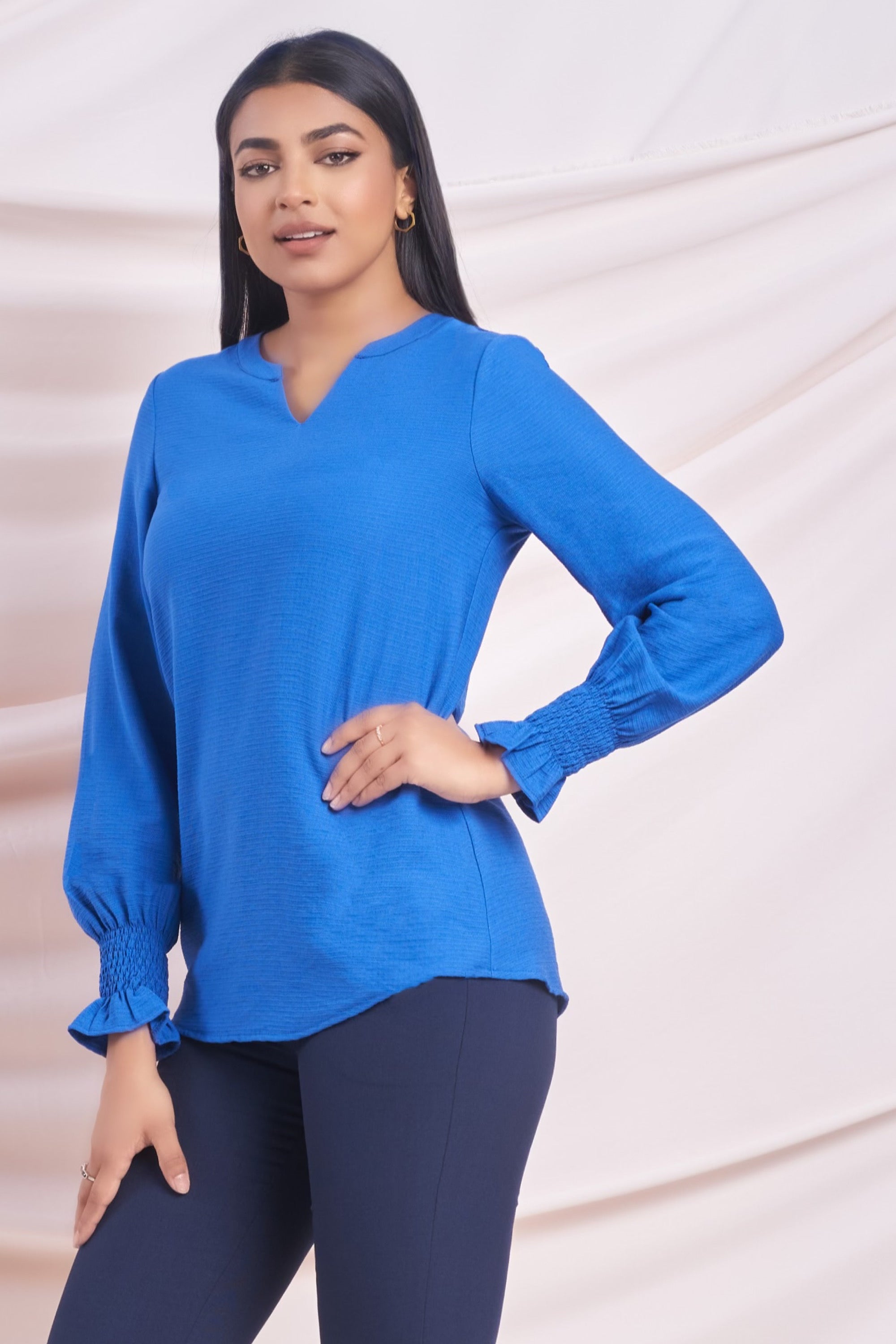 Blue Long Sleeve Top