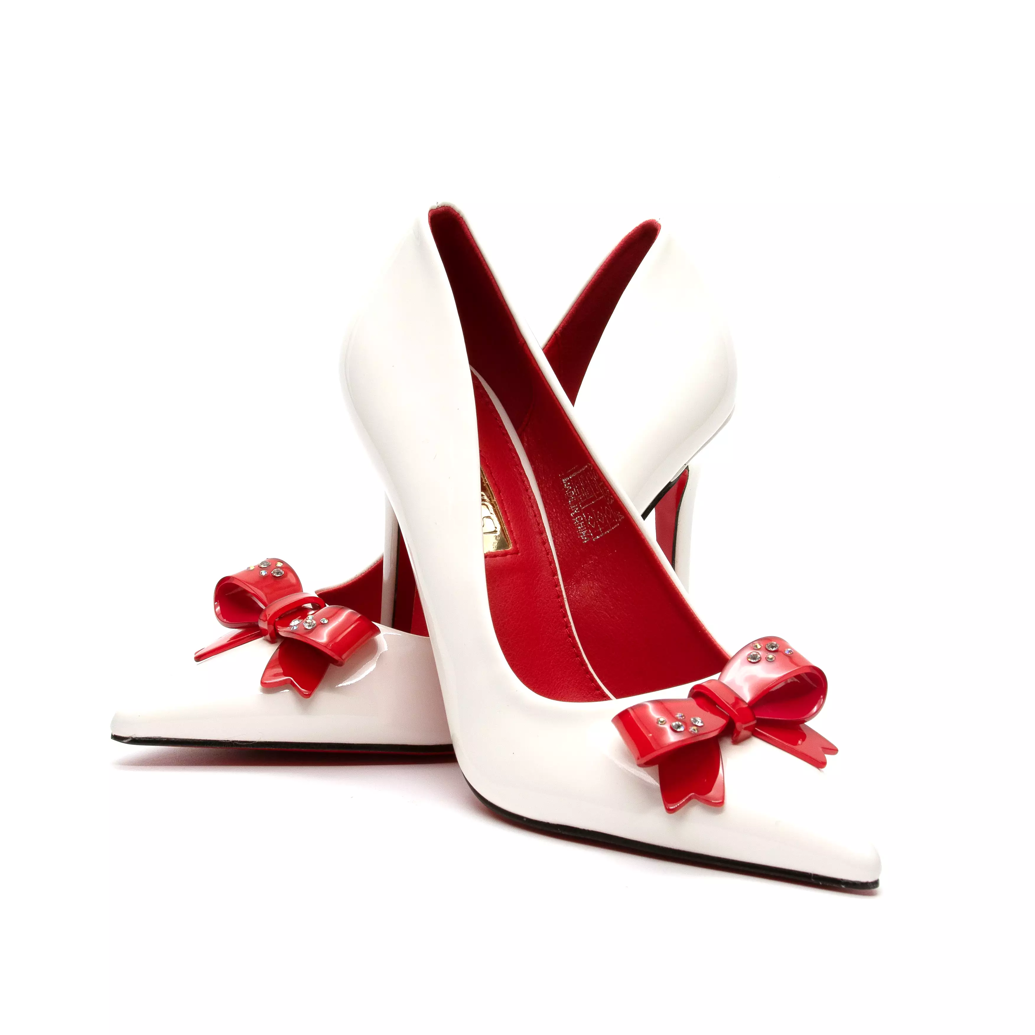 Bottom and Inner Red Bow Decorated High Heel Shoes