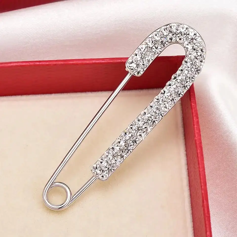 Brooch Pin  Lightweight   Sweater Clip Shining Rhinestone Sweater Safety Pin