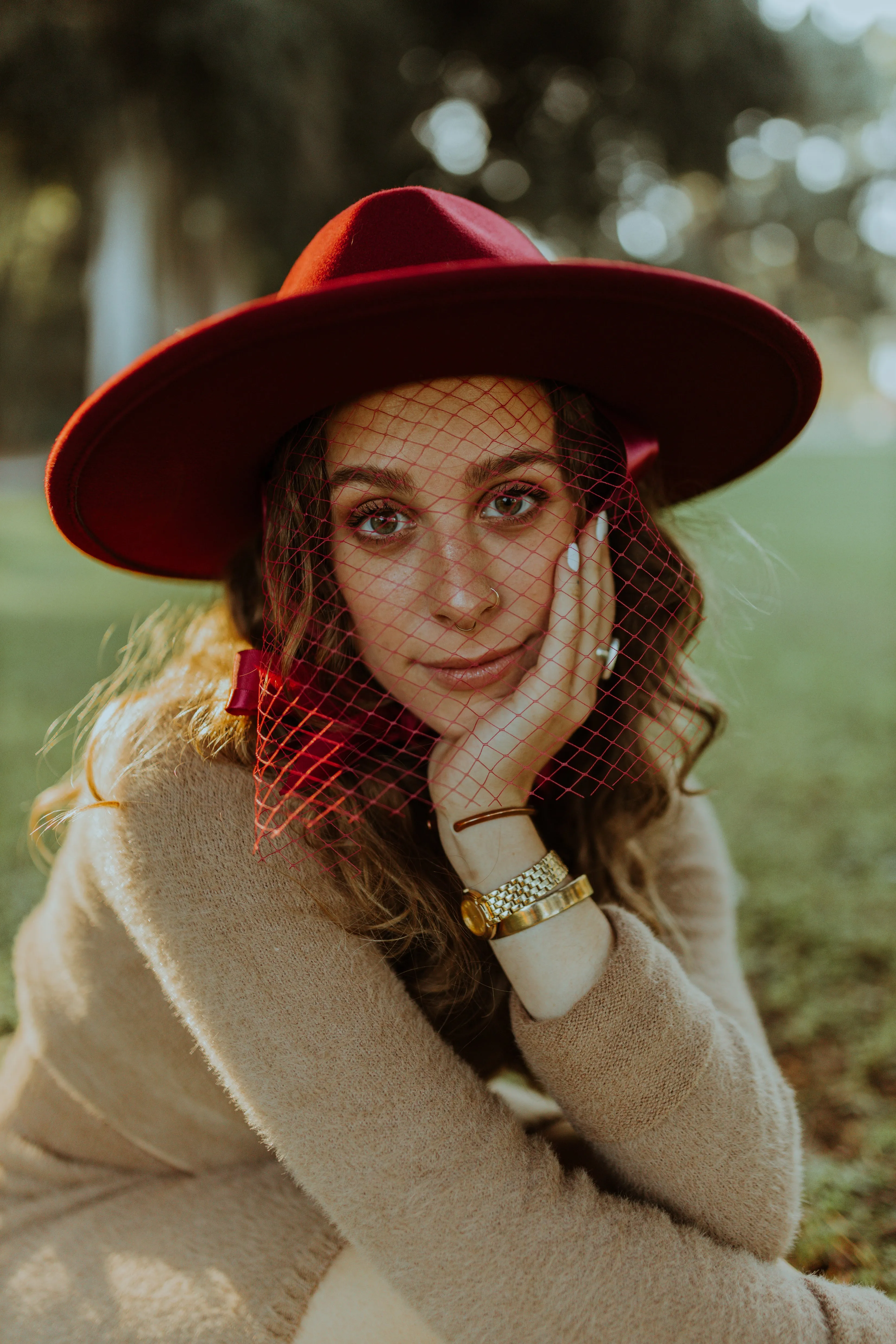 Burgundy | Lively Ghosts Veiled Hat