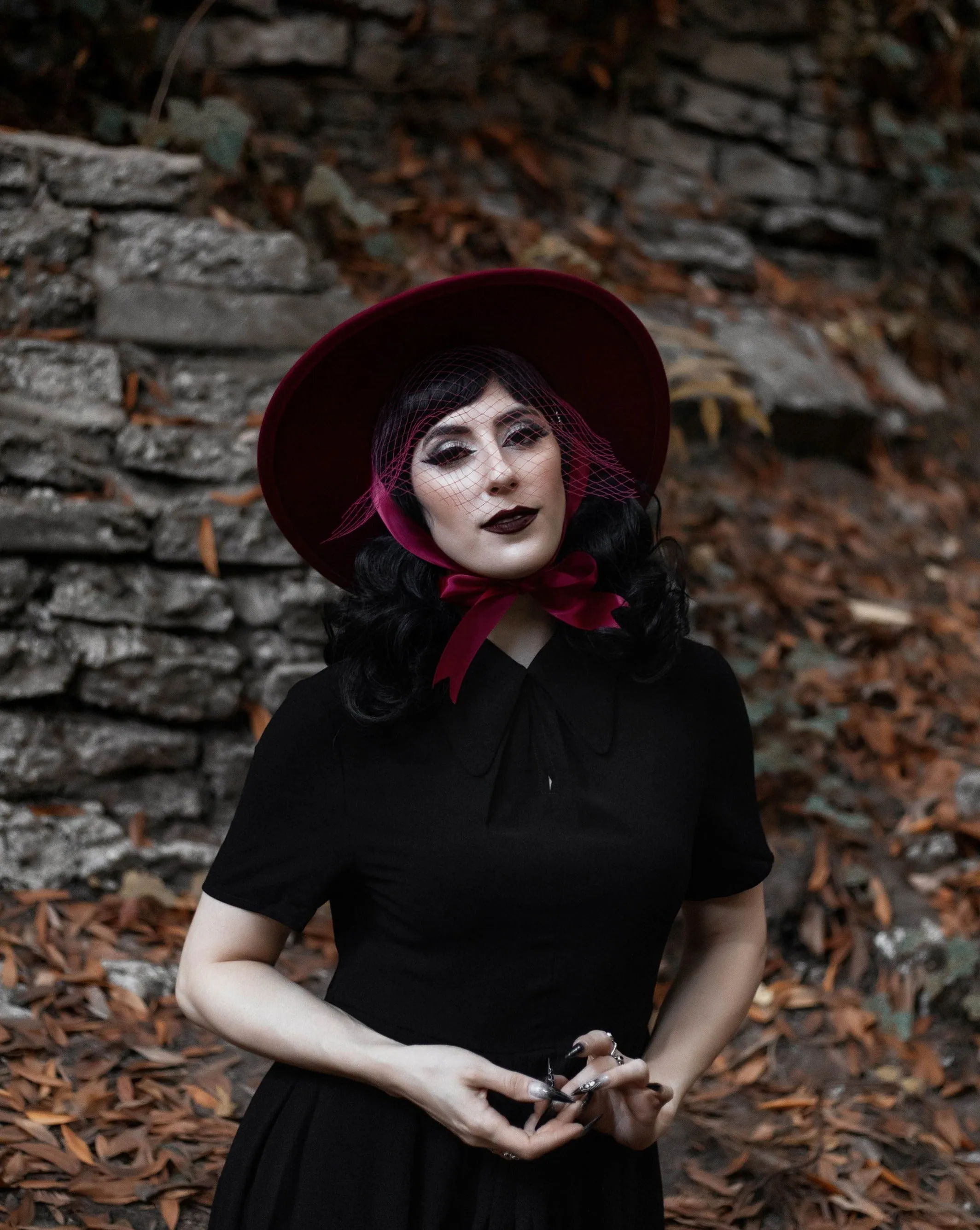 Burgundy | Lively Ghosts Veiled Hat