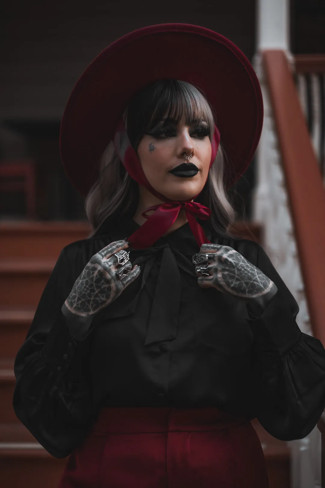 Burgundy | Lively Ghosts Veiled Hat