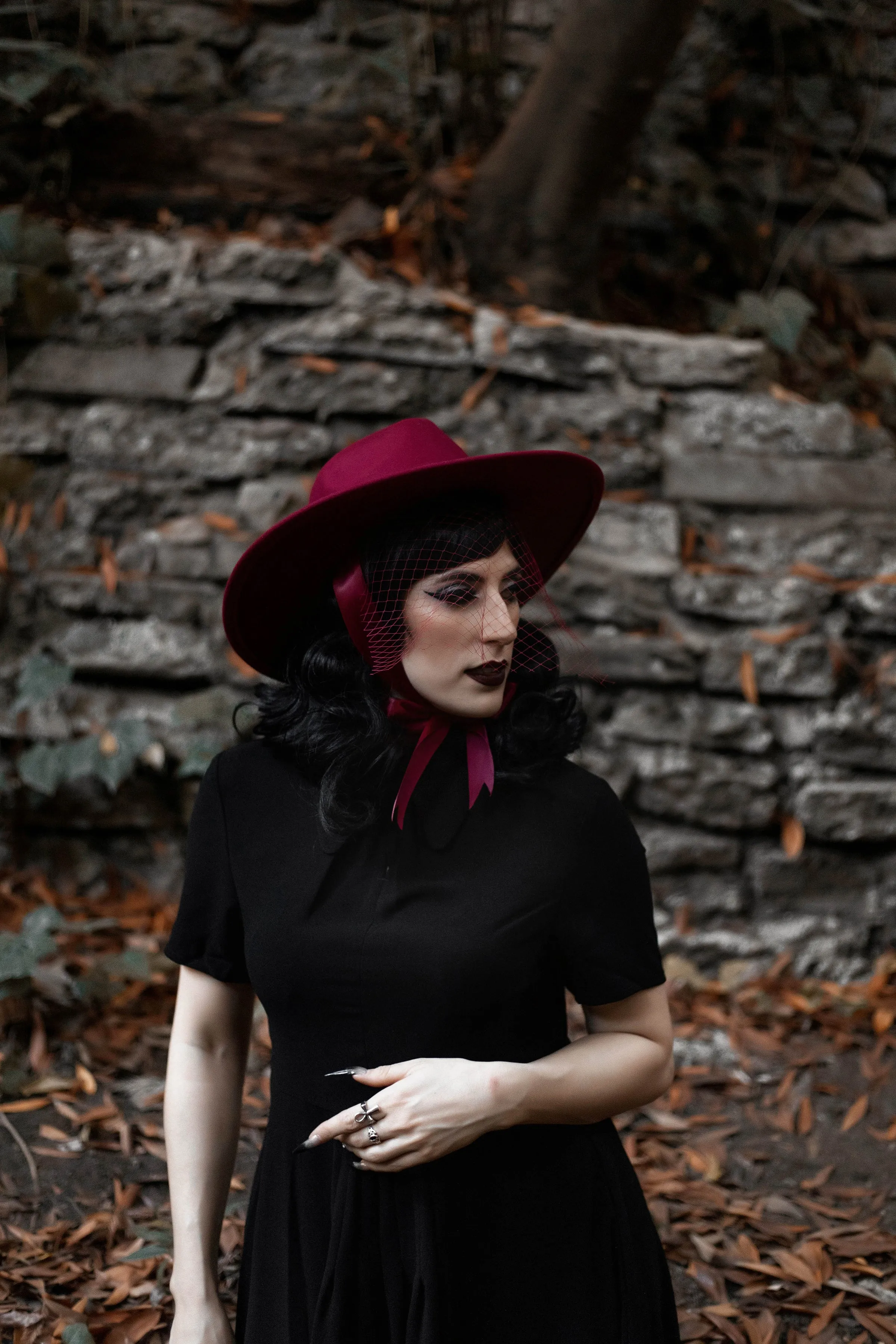 Burgundy | Lively Ghosts Veiled Hat