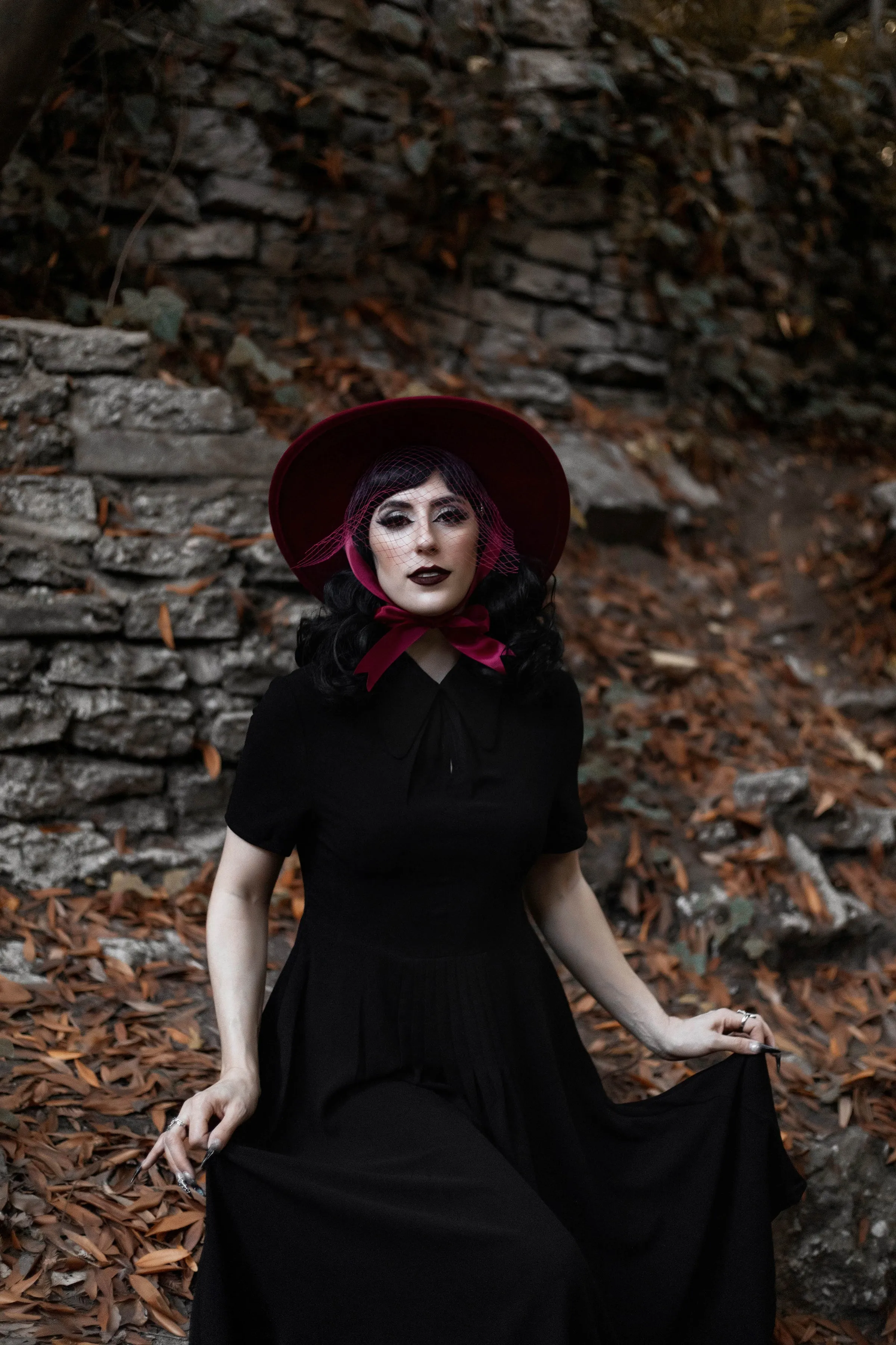 Burgundy | Lively Ghosts Veiled Hat