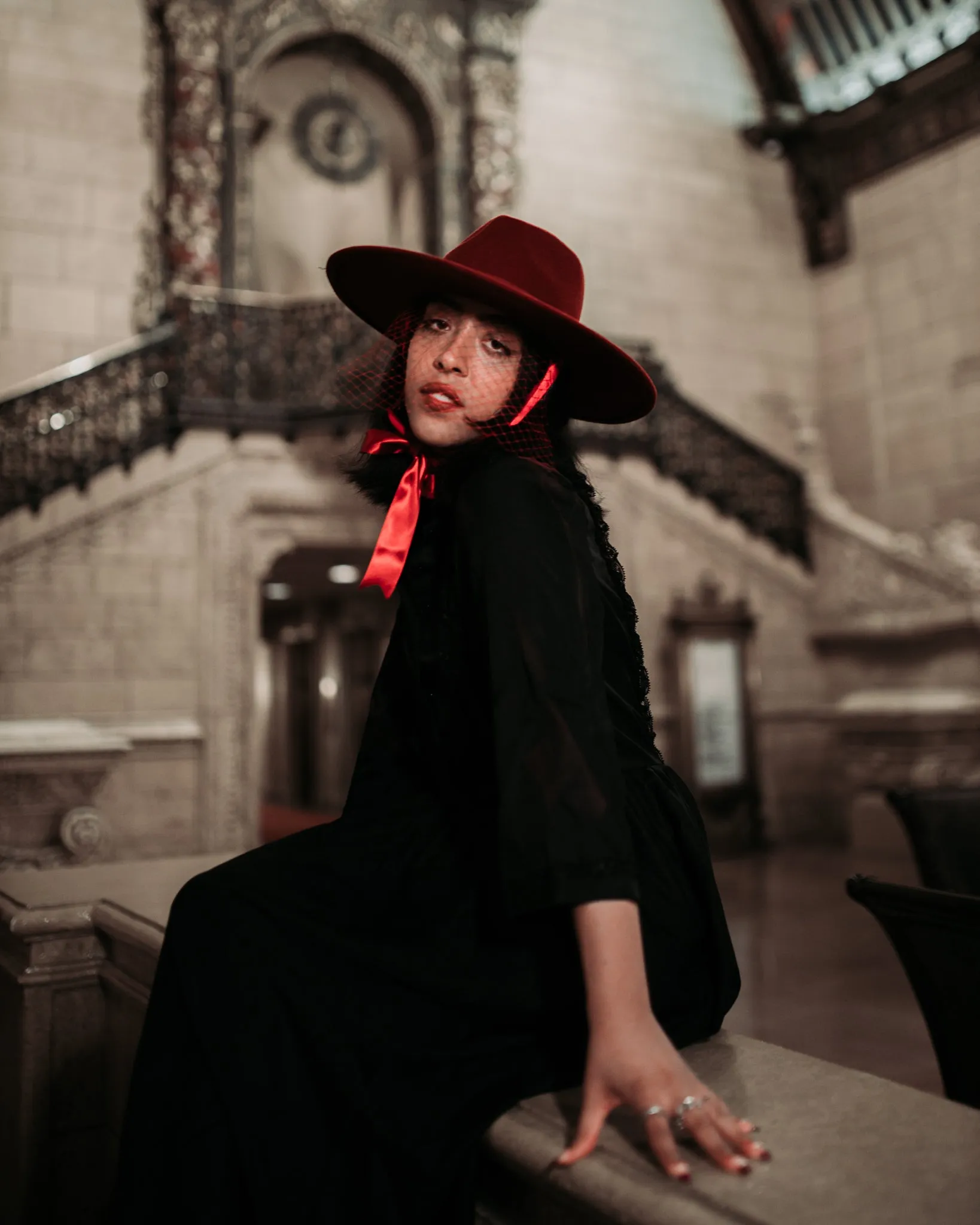 Burgundy | Lively Ghosts Veiled Hat