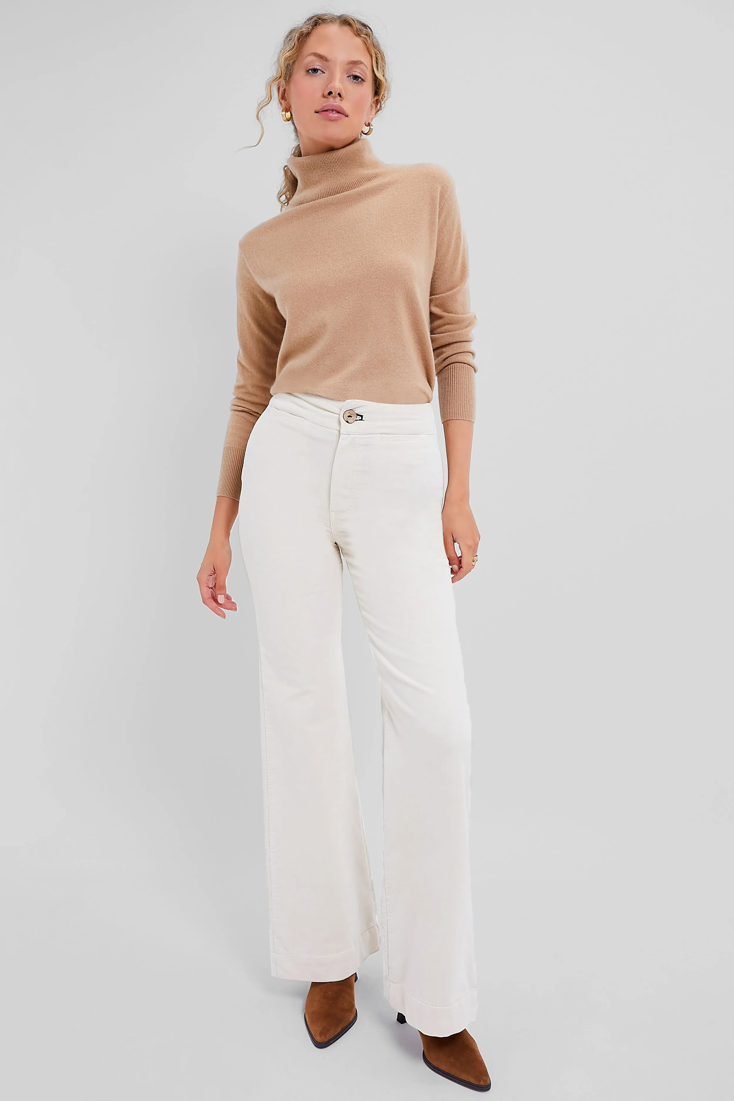 Camel Cashmere Turtleneck Sweater