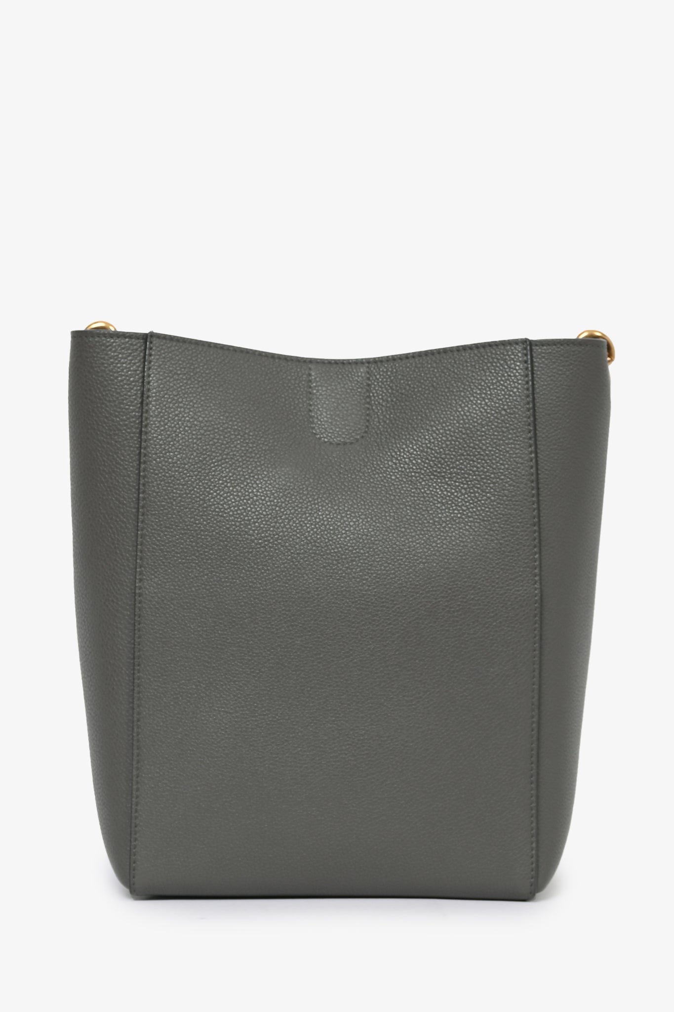 Celine 2023 Grey Leather 'Seau Sangle' Small Bucket Bag