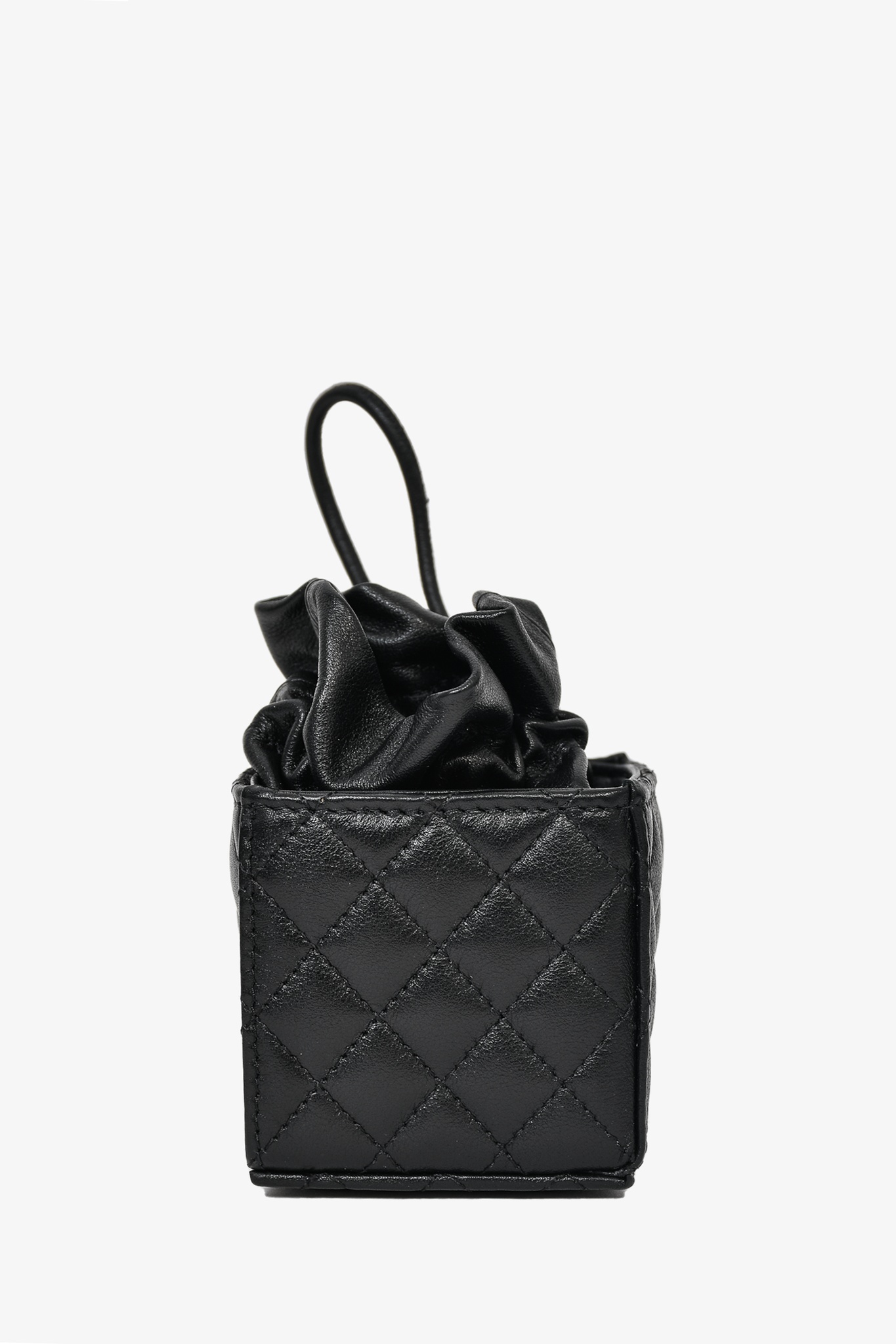 Chanel 2021 Black Quilted Leather Drawstring Mini Bucket Bag