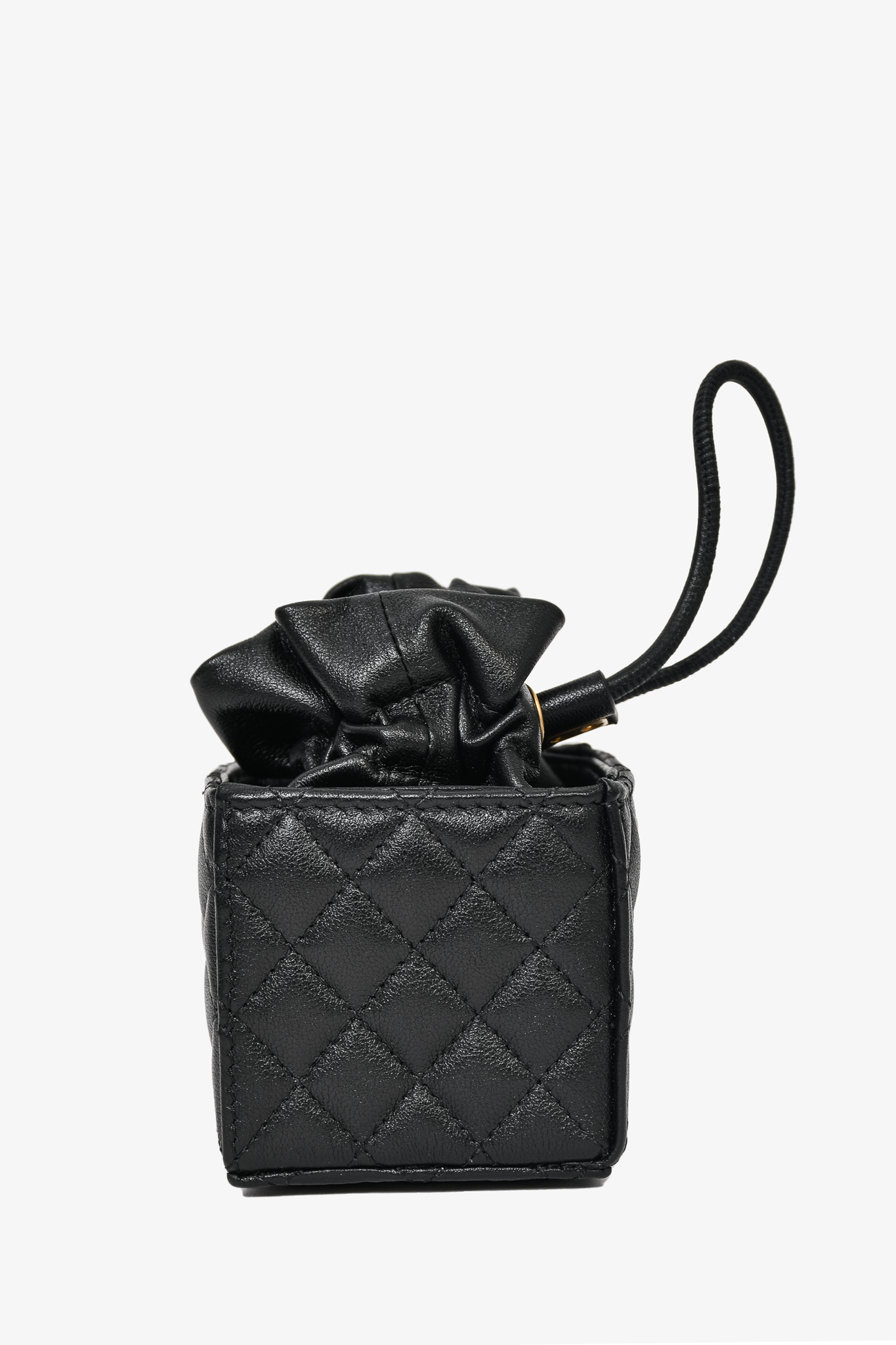 Chanel 2021 Black Quilted Leather Drawstring Mini Bucket Bag