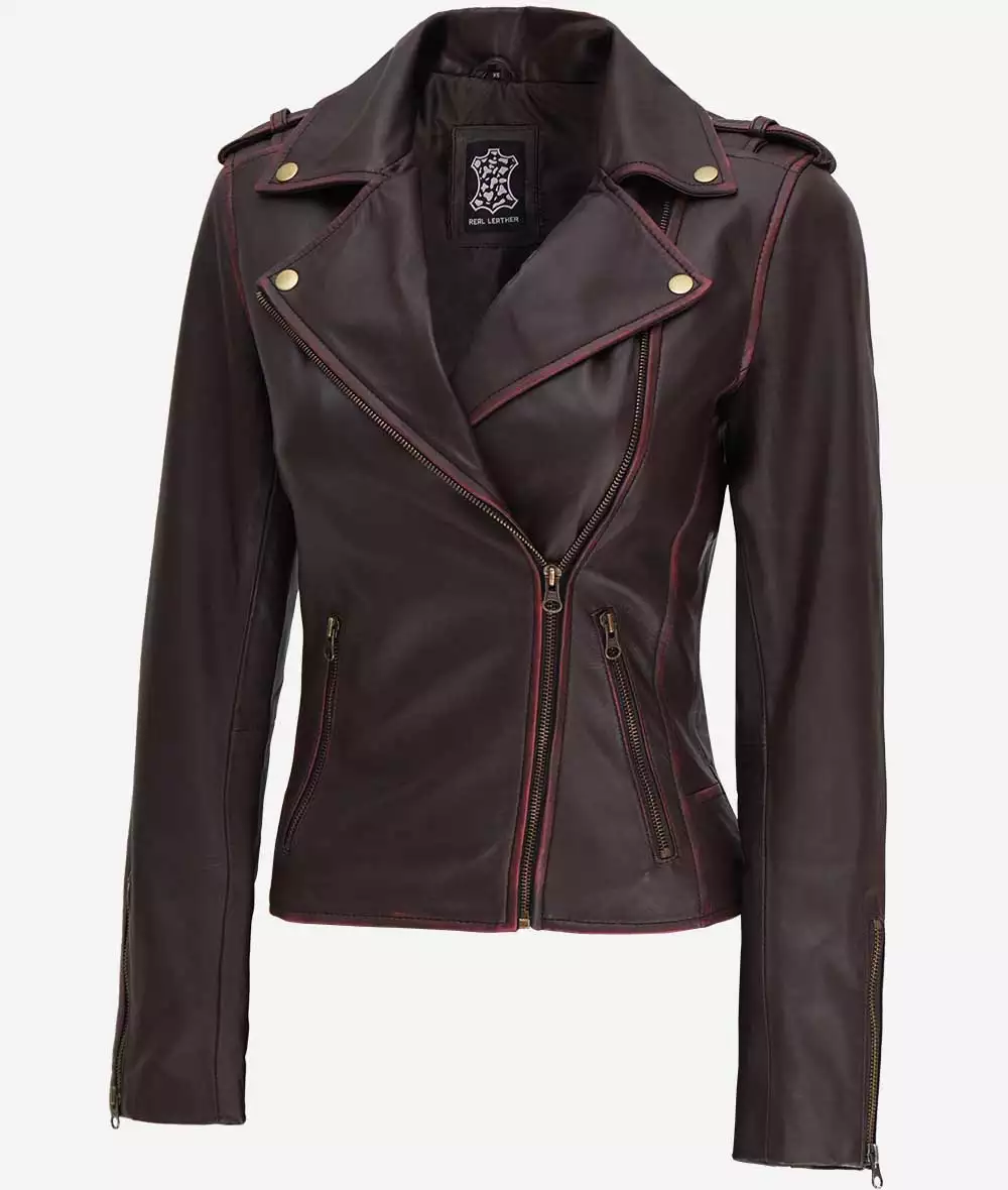 Colorado Women's Dark Brown Moto Leather Jacket