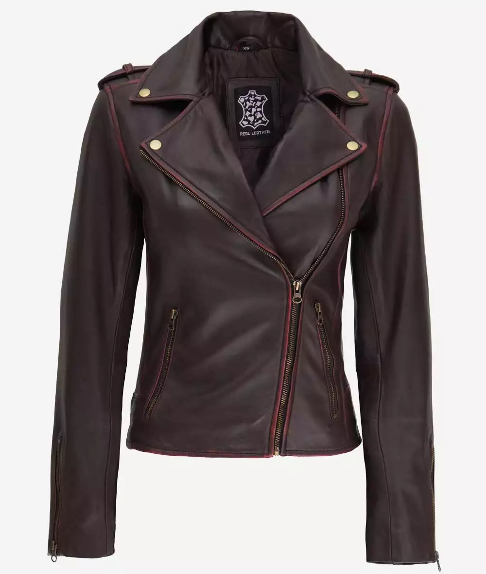 Colorado Women's Dark Brown Moto Leather Jacket