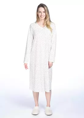 DKR White Long Sleeve Nightgown - SL-300