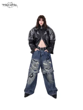 Double-layer Super Hole Loose Distressed Jeans