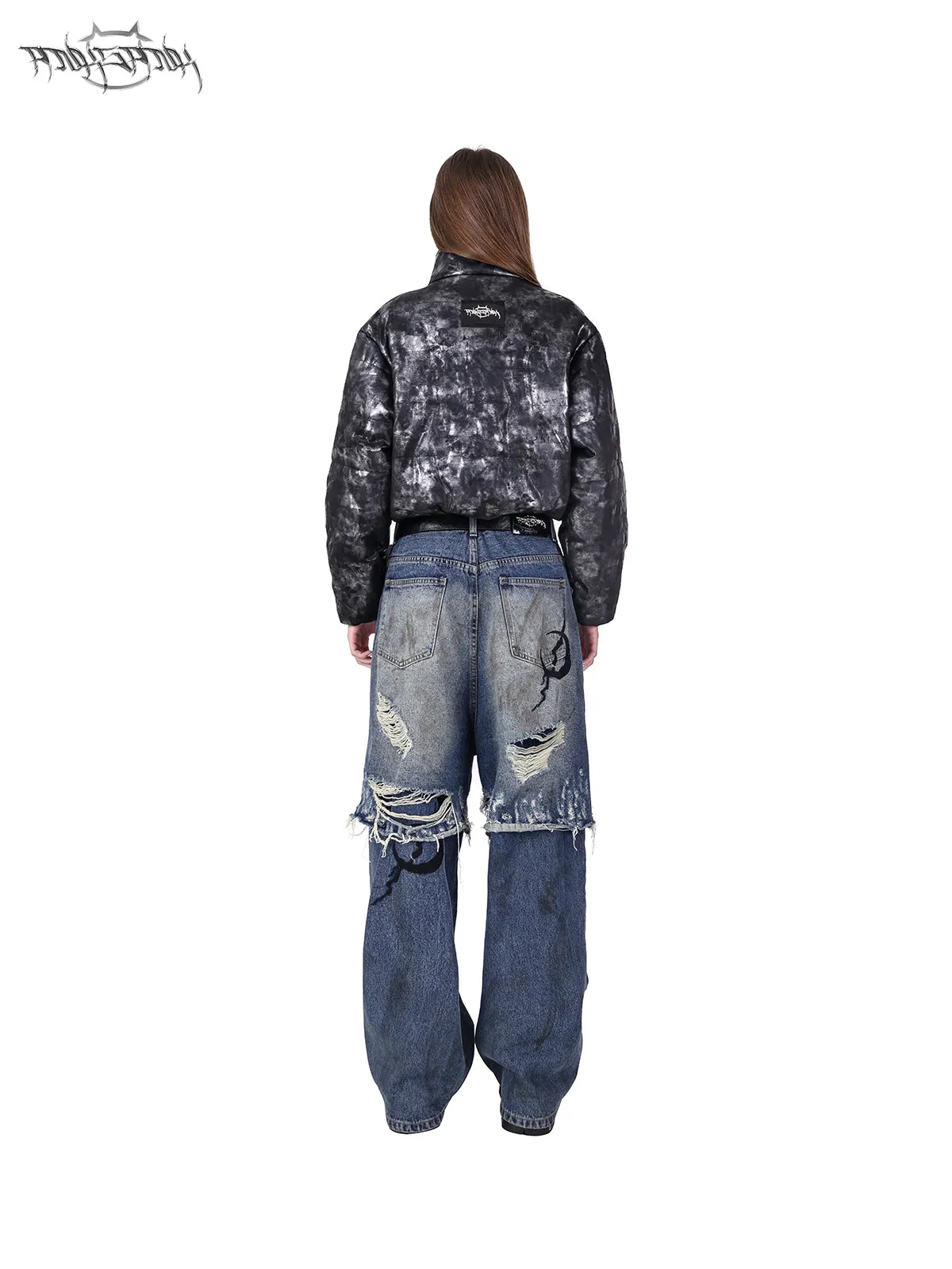 Double-layer Super Hole Loose Distressed Jeans