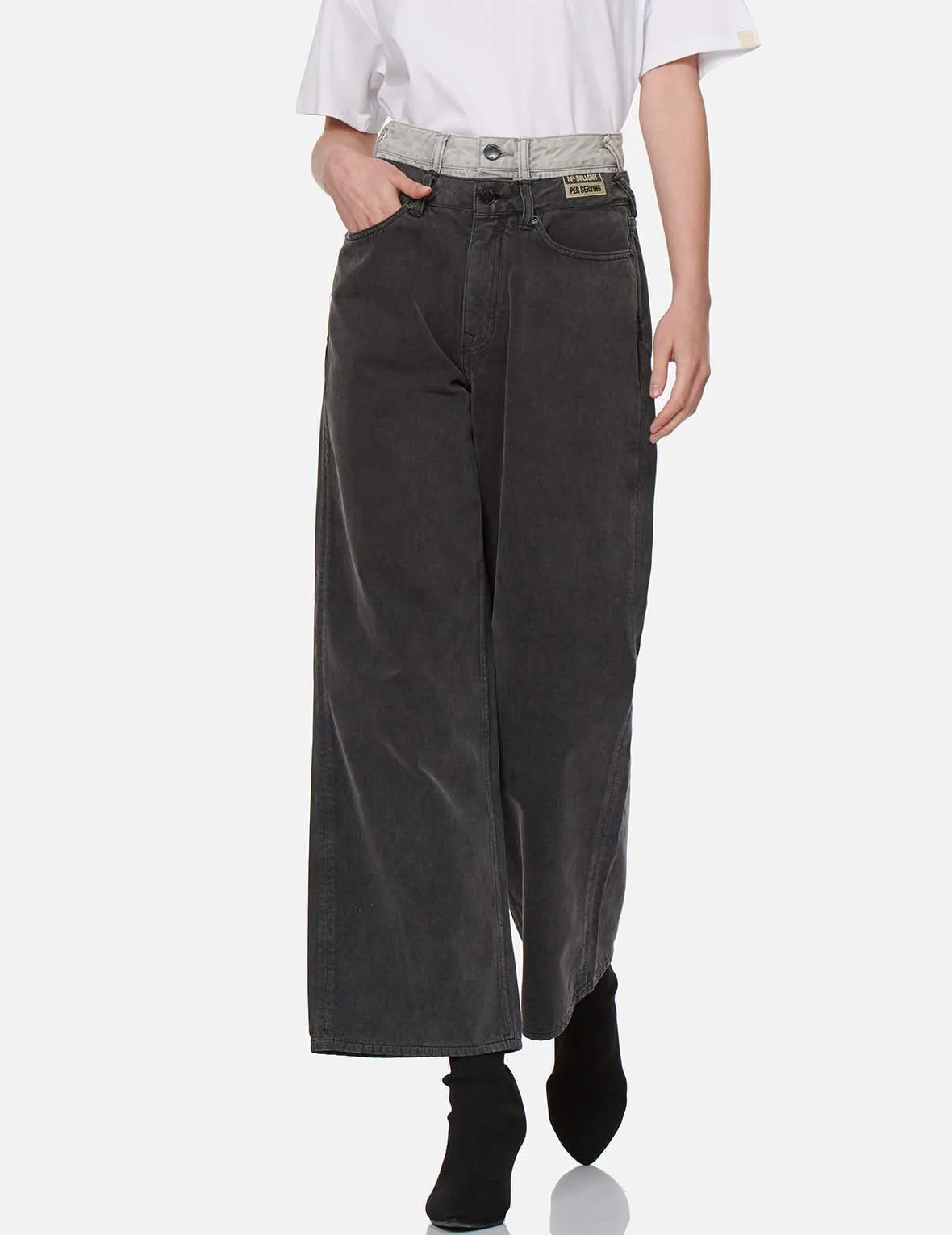 Double Waistband Wide Leg Jeans