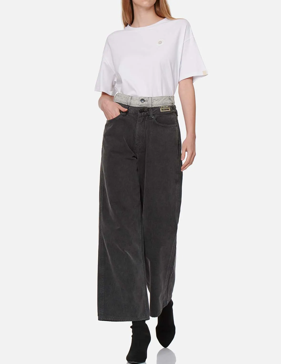 Double Waistband Wide Leg Jeans