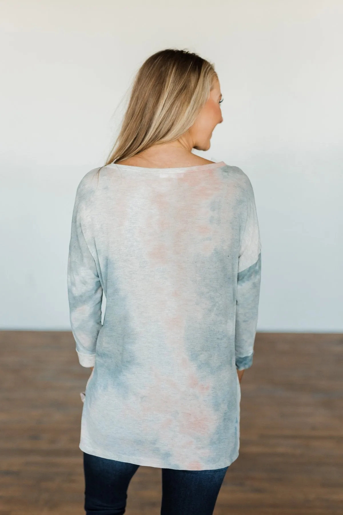 Dreaming In Color Tie Dye Top- Grey, Blue, Peach