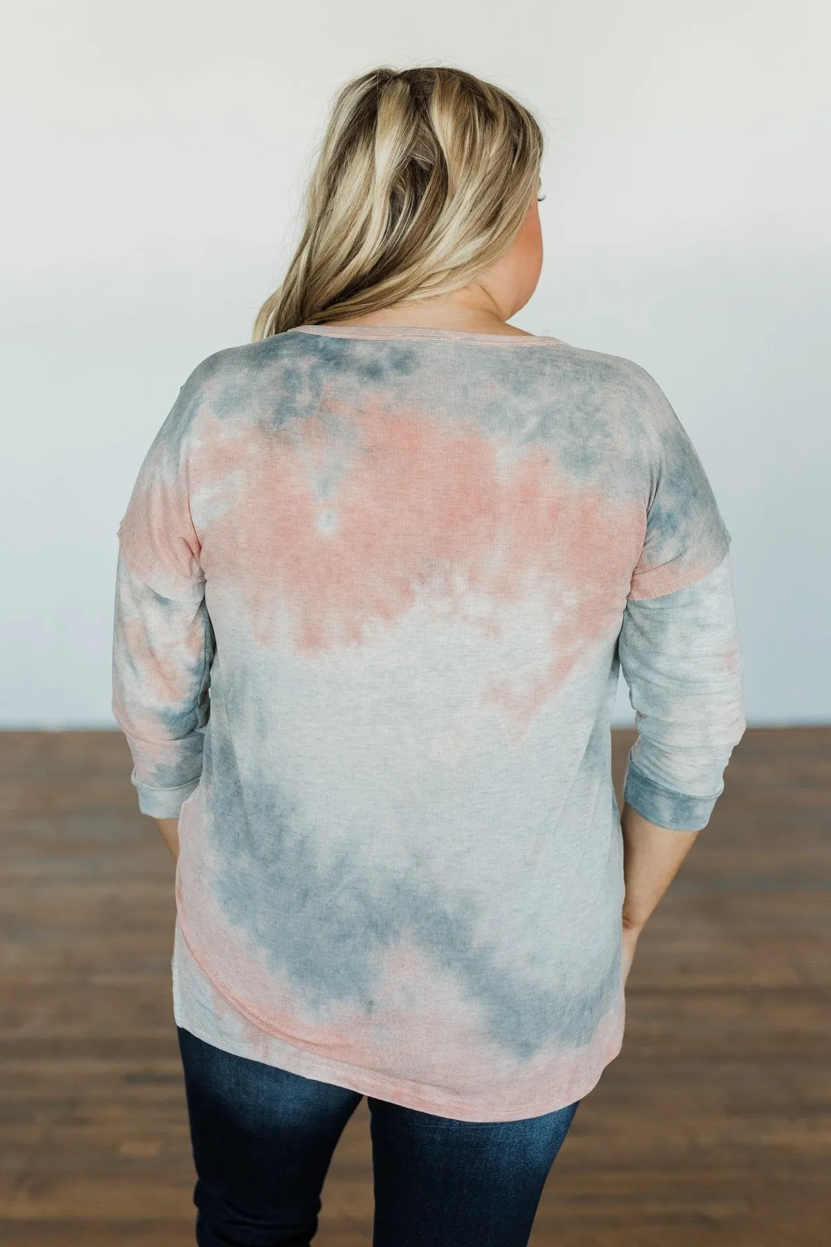 Dreaming In Color Tie Dye Top- Grey, Blue, Peach